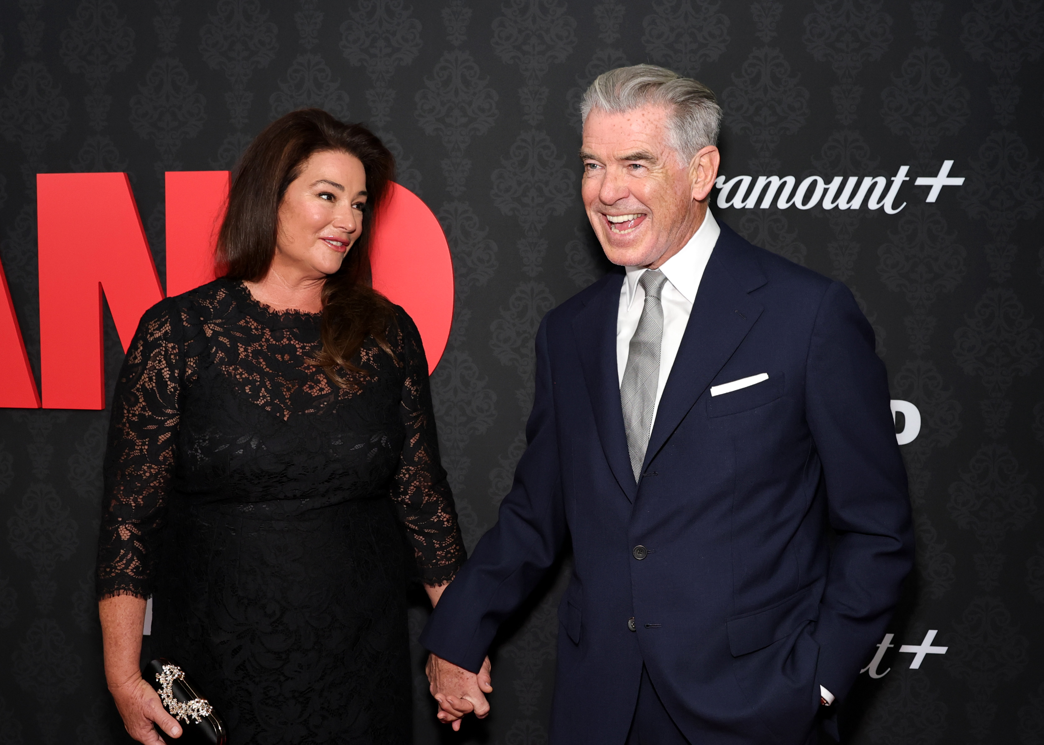 Keely accompanied Pierce on March 31, 2025, as he celebrated "MobLand," the crime drama in which he stars alongside Helen Mirren and Tom Hardy. | Source: Getty Images