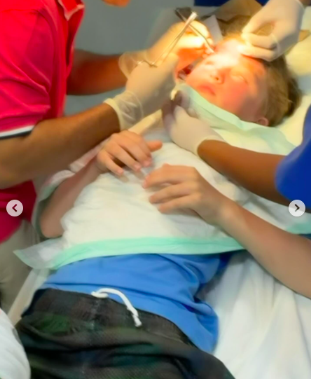 Leonardo Baldwin getting medical attention after his injury. | Source: Instagram/hilariabaldwin and alecbaldwininsta