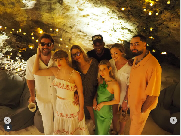 NFL star Travis Kelce, his girlfriend Taylor Swift and friends spending quality time together from  a post dated July 24, 2025 | Source: Instagram/kilatrav
