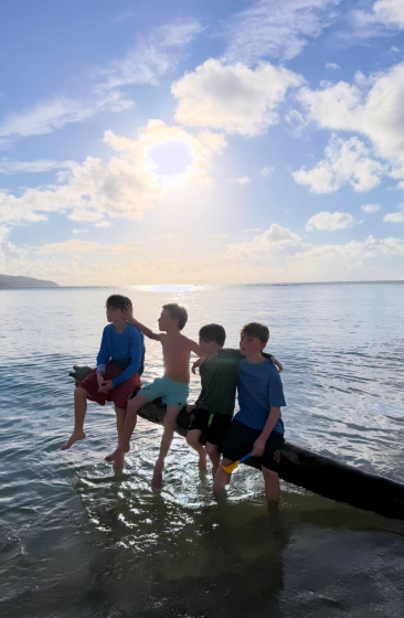 Some of Hilaria and Alec Baldwin's children looking out at the ocean, posted on March 30, 2026. | Source: Instagram/hilariabaldwin and alecbaldwininsta