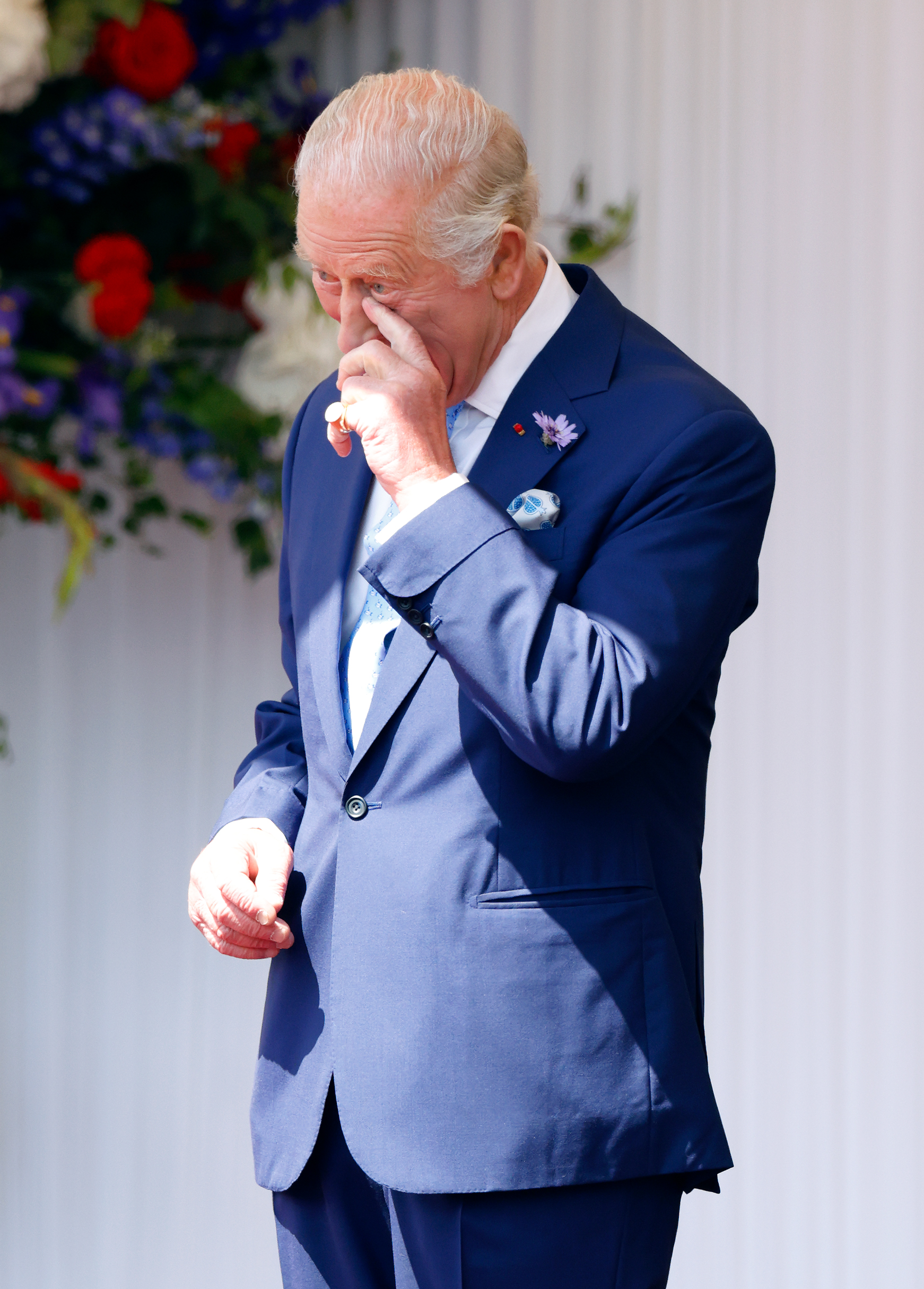 King Charles III attends the formal welcome, at the Royal Dais, Datchet Road, for French President Emmanuel Macron and Brigitte Macron on July 8, 2025, in Windsor, England | Source: Getty Images