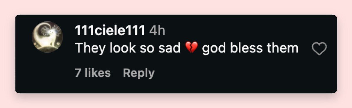 A netizen's comment about Eric Dane's family first appearance since his death, dated March 17, 2026 | Source: Instagram/justjared