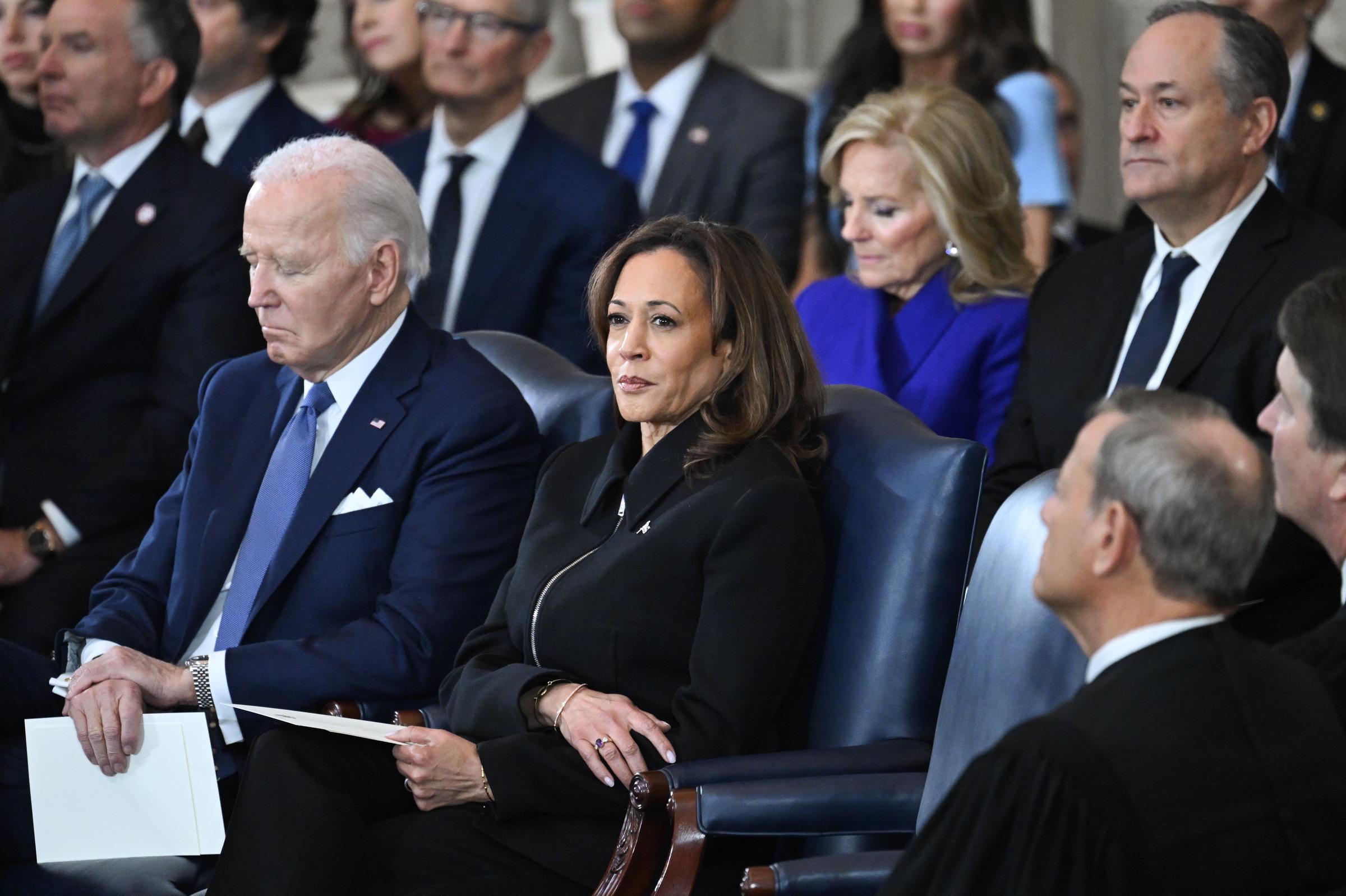 Joe Biden and Kamala Harris attend the inauguration ceremony of Donald Trump in the U.S. Capitol Rotunda in Washington, DC, on January 20, 2025 | Source: Getty Images