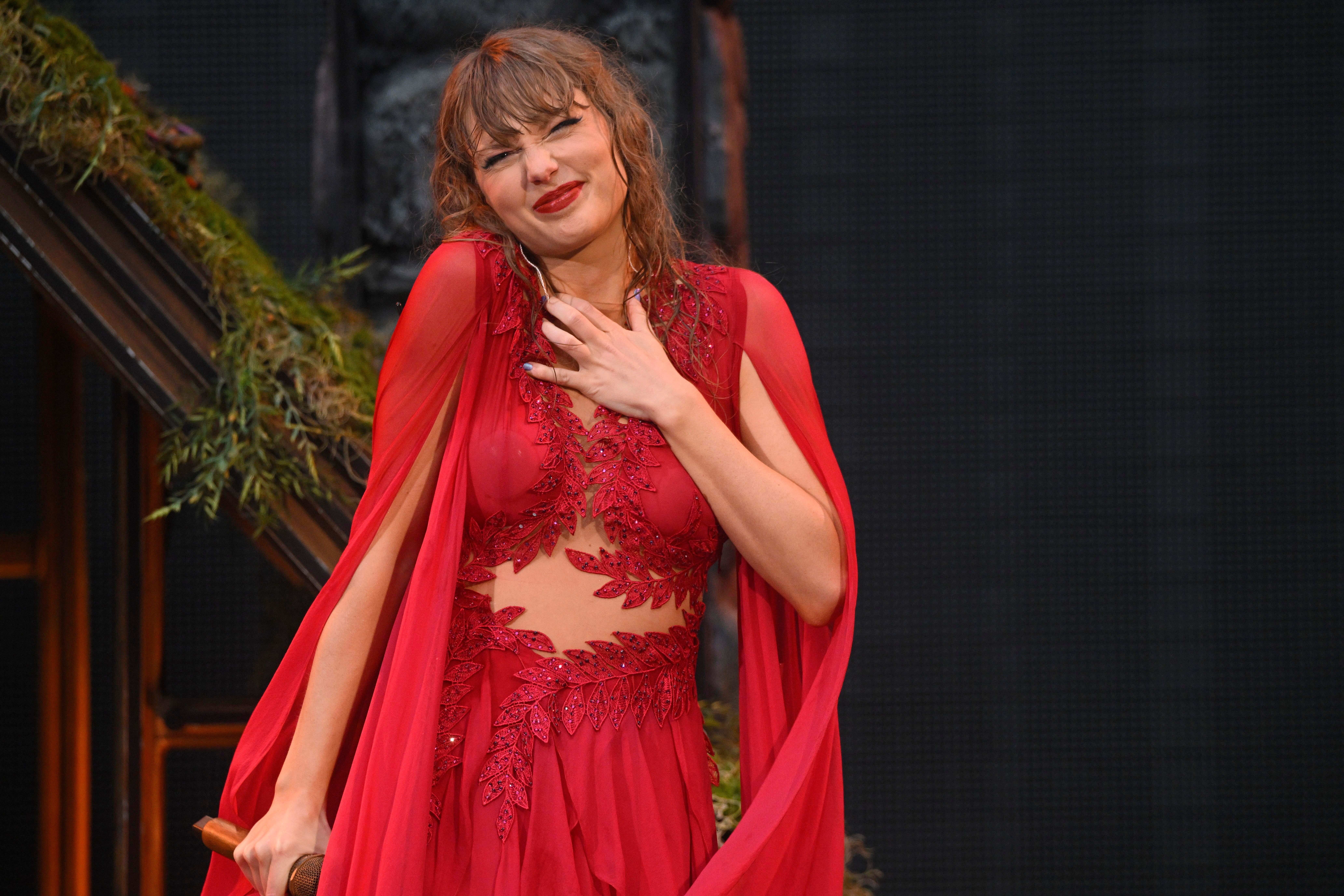 Taylor Swift performs onstage during The Eras Tour at Volksparkstadion in Hamburg, Germany, on July 23, 2024 | Source: Getty Images