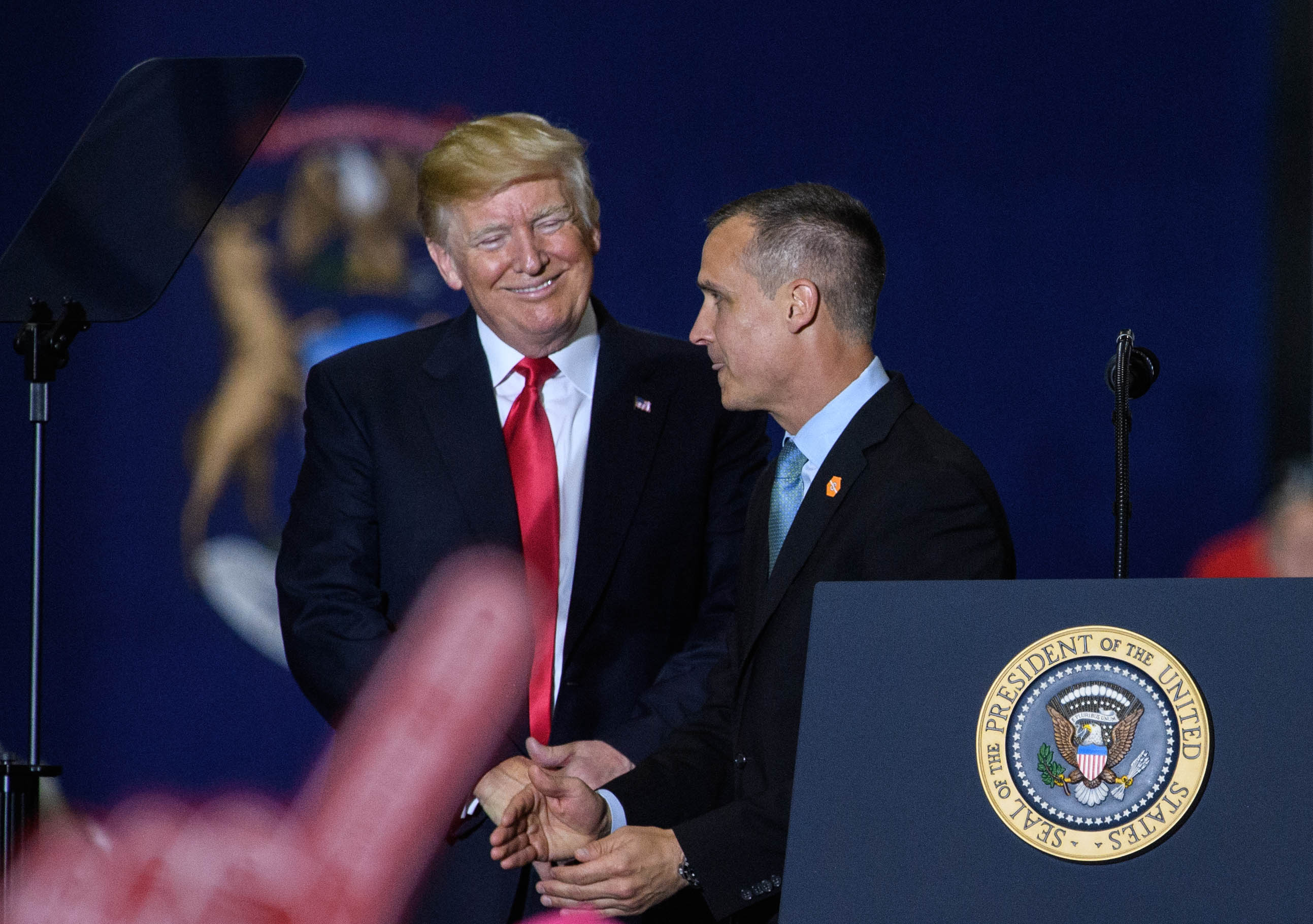 Corey Lewandowski and President Donald Trump during a rally at Total Sports Park on April 28, 2018 | Source: Getty Images