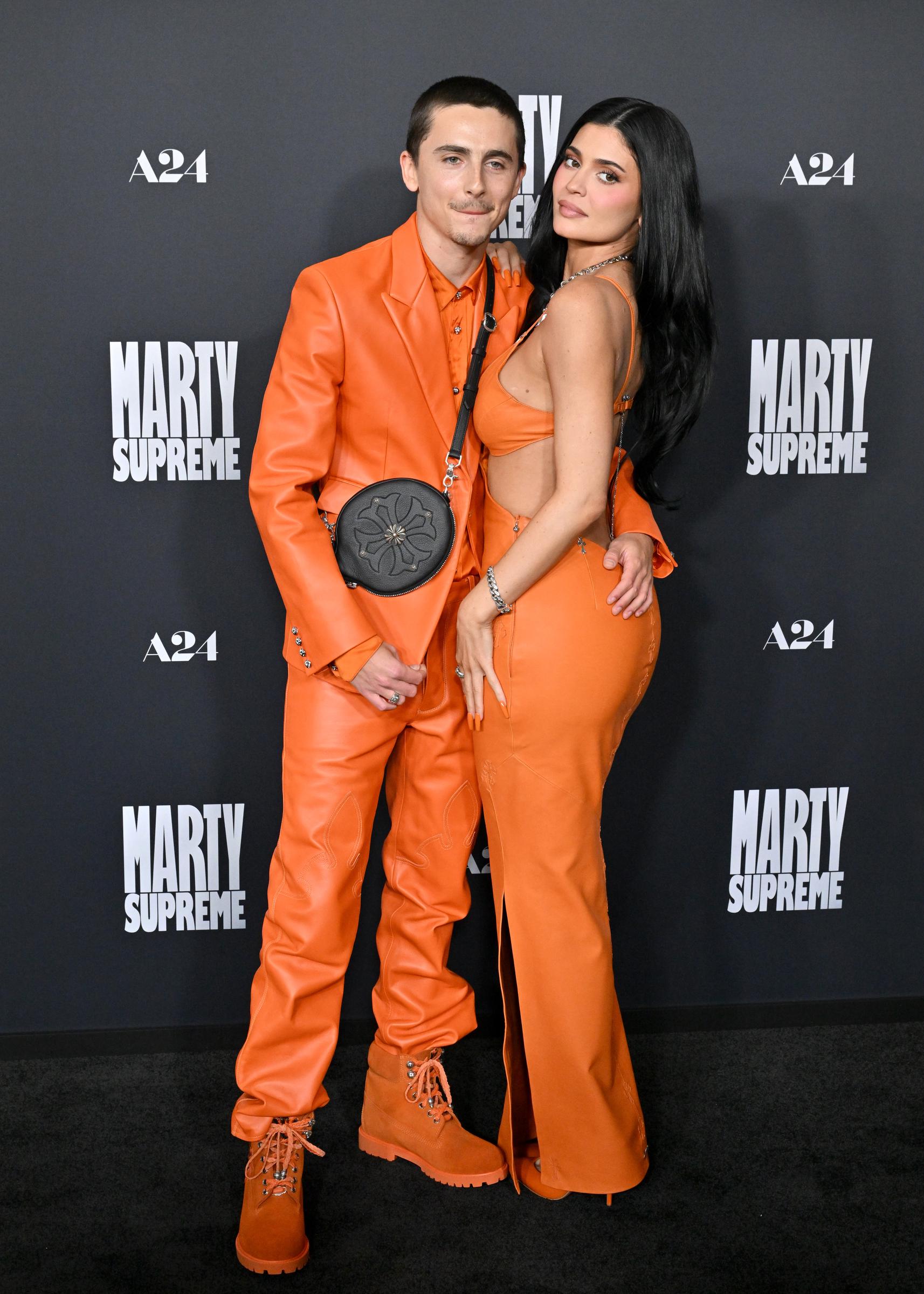 Timothée Chalamet and Kylie Jenner at the Los Angeles premiere of A24's "Marty Supreme" in Beverly Hills, California on December 8, 2025. | Source: Getty Images