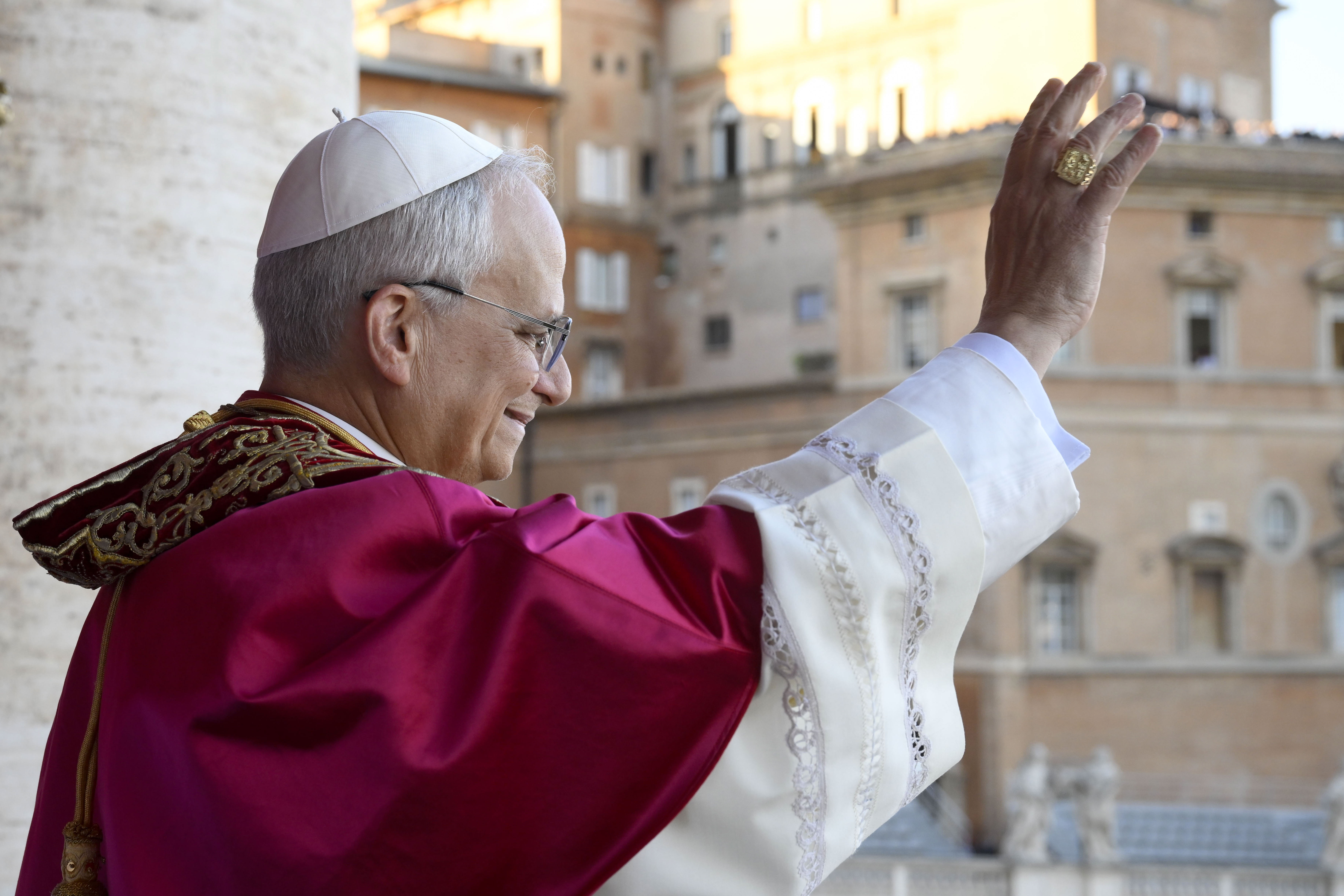 Newly elected Pope Leo XIV, Robert Prevost addresses the crowd on the main central loggia balcony overlooking St Peter's Square on May 8, 2025, in Vatican City | Source: Getty Images