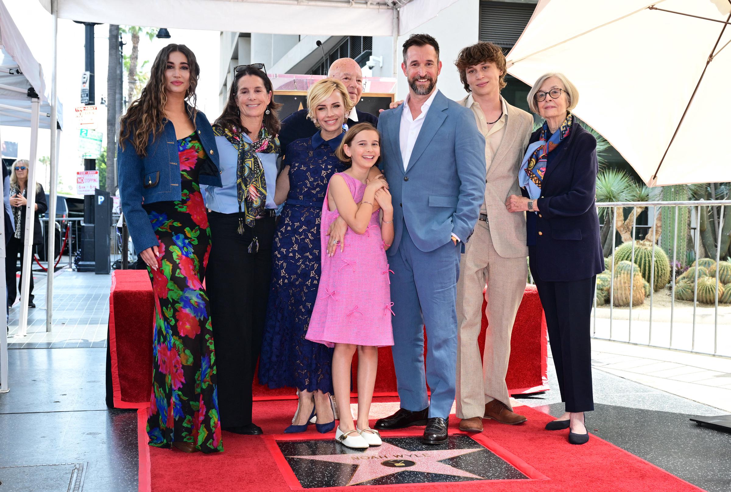 Noah Wyle celebrates his Hollywood Walk of Fame star alongside his wife, Sara Wells, their children, his parents, and his sister during the ceremony on April 9, 2026. | Source: Getty Images