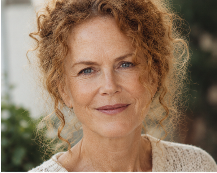 A striking, unfiltered gaze where vertical lip lines, soft hooding of the eyelids, and a naturally creased brow highlight a face that is entirely unmapped by needles. | Source: Midjourney