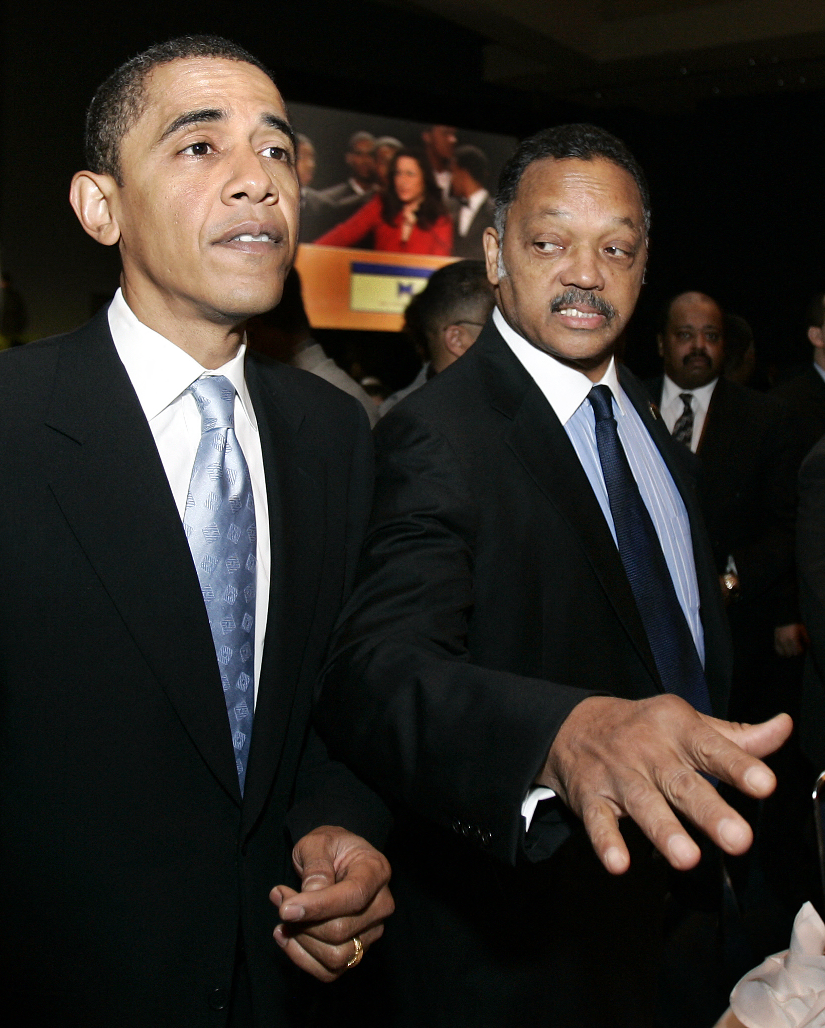 Barack Obama and Jesse Jackson at the PUSH for Excellence 17th Annual Reverend Dr. Martin Luther King, Jr. Scholarship Award Breakfast in Chicago, Illinois on January 15, 2007. | Source: Getty Images