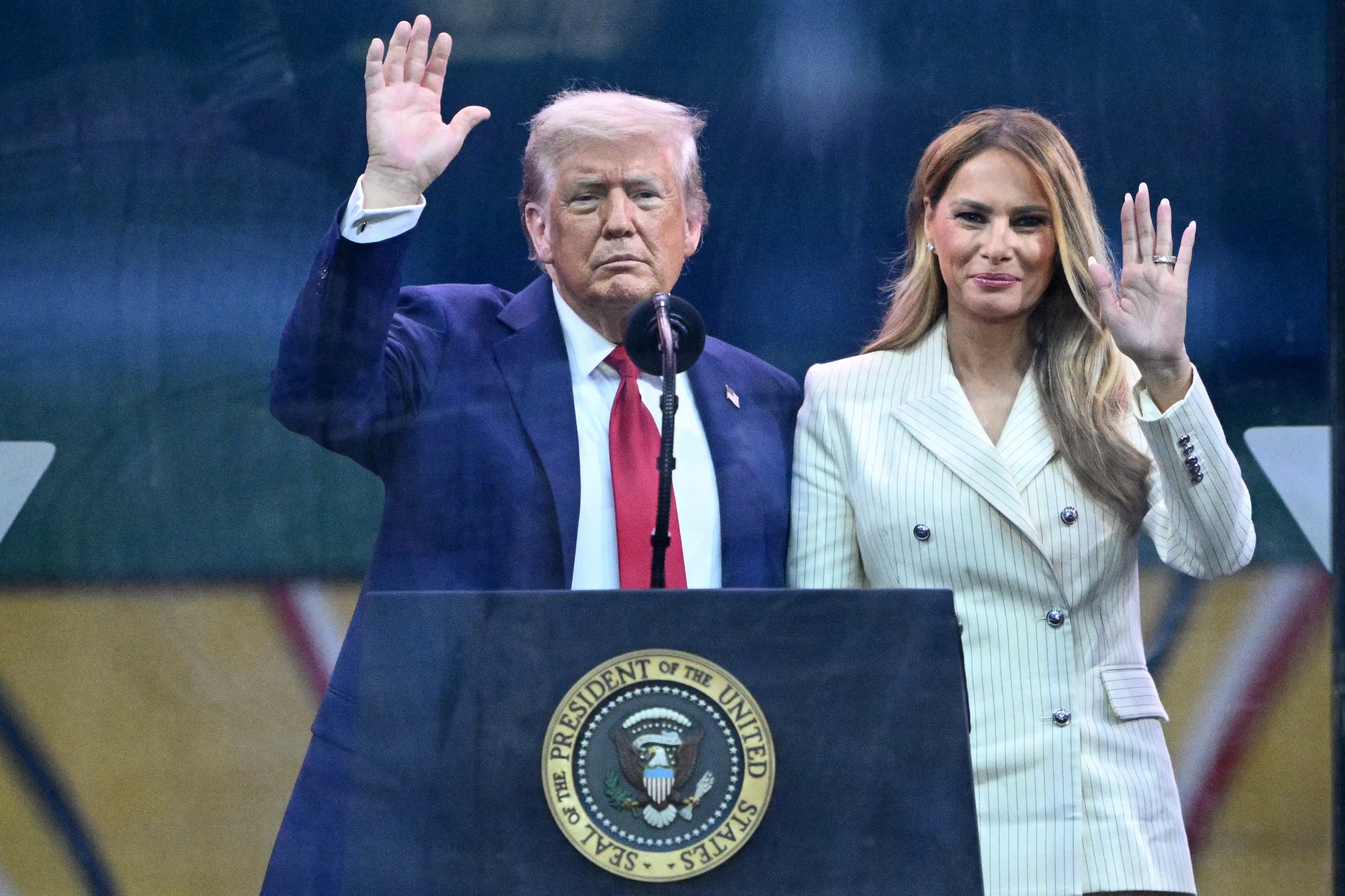 Donald and Melania Trump attend the US Army's 250th anniversary parade in Washington, D.C. on June 14, 2025 | Source: Getty Images