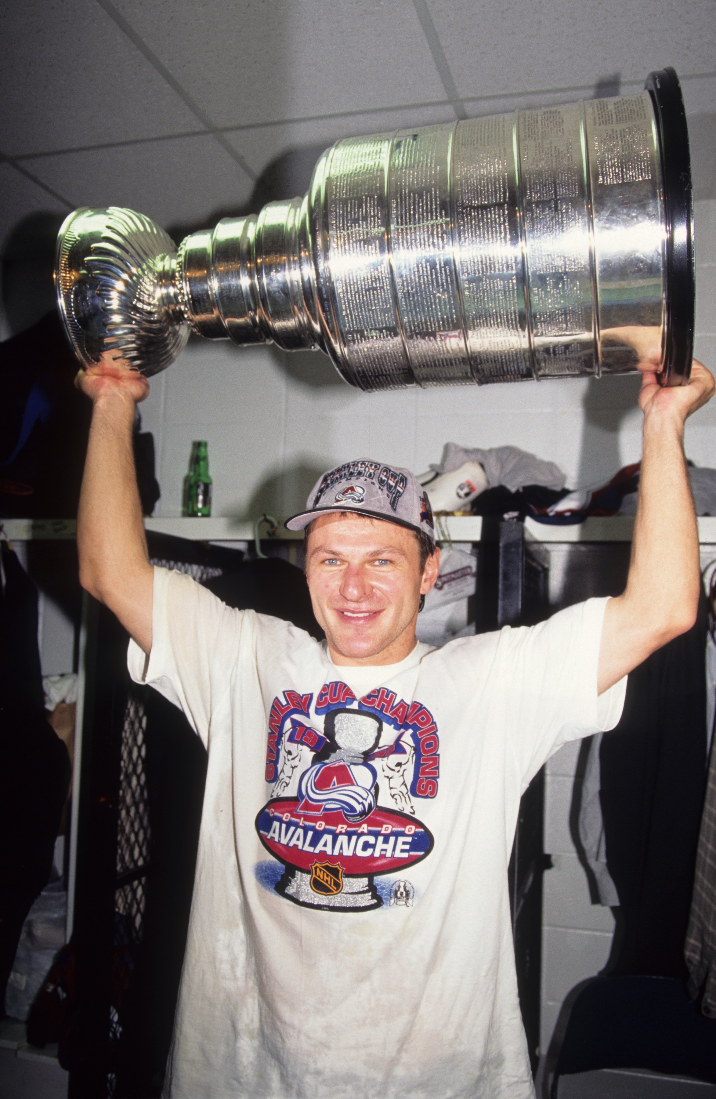 Claude Lemieux of the Colorado Avalanche celebrates with the Stanley Cup after winning game 4 against the Florida Panthers at Miami Arena in Miami, Florida on June 10, 1996. | Source: Getty Images