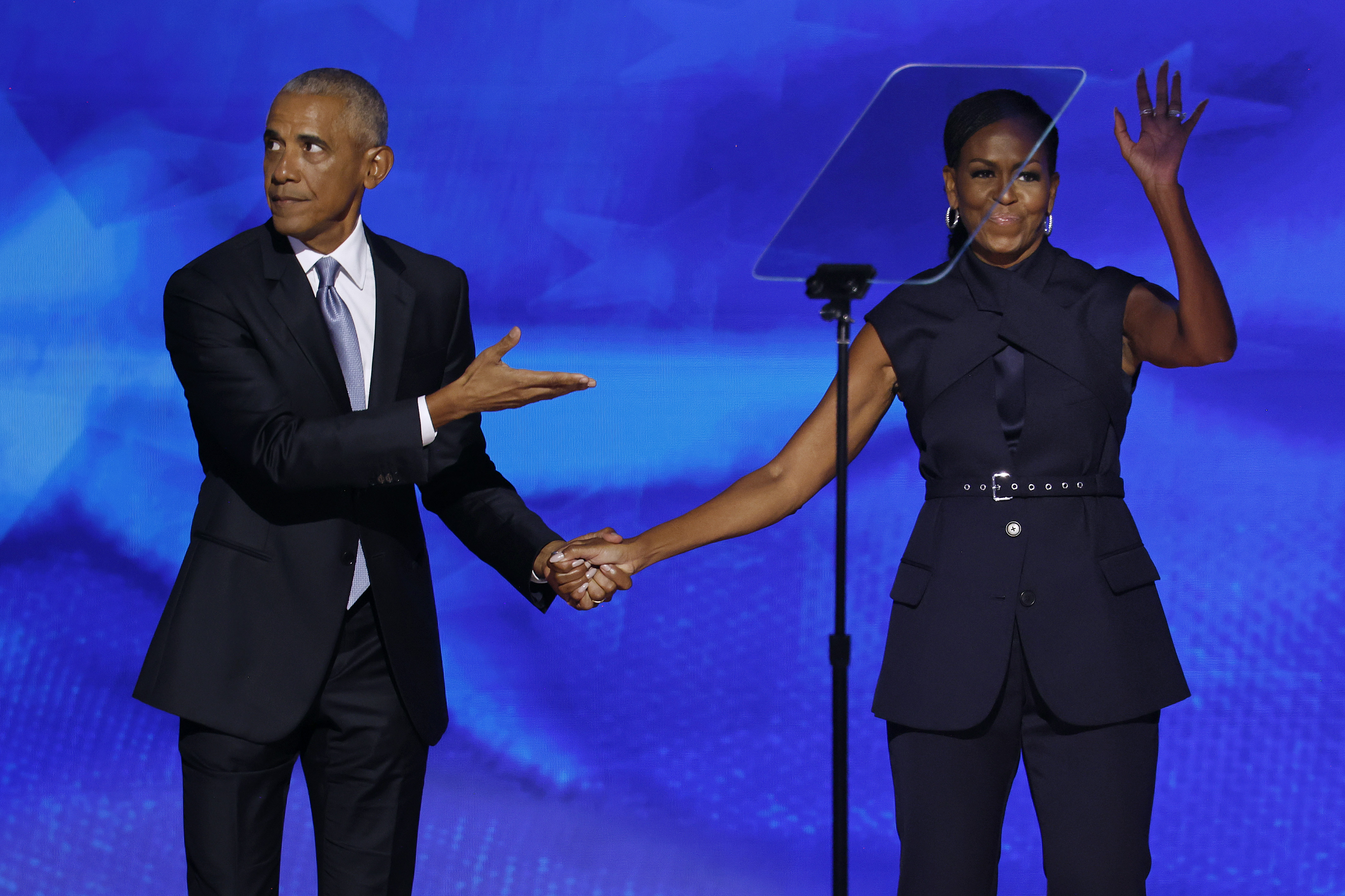 Barack and Michelle Obama during the Democratic National Convention at the United Center on August 20, 2024, in Chicago, Illinois | Source: Getty Images