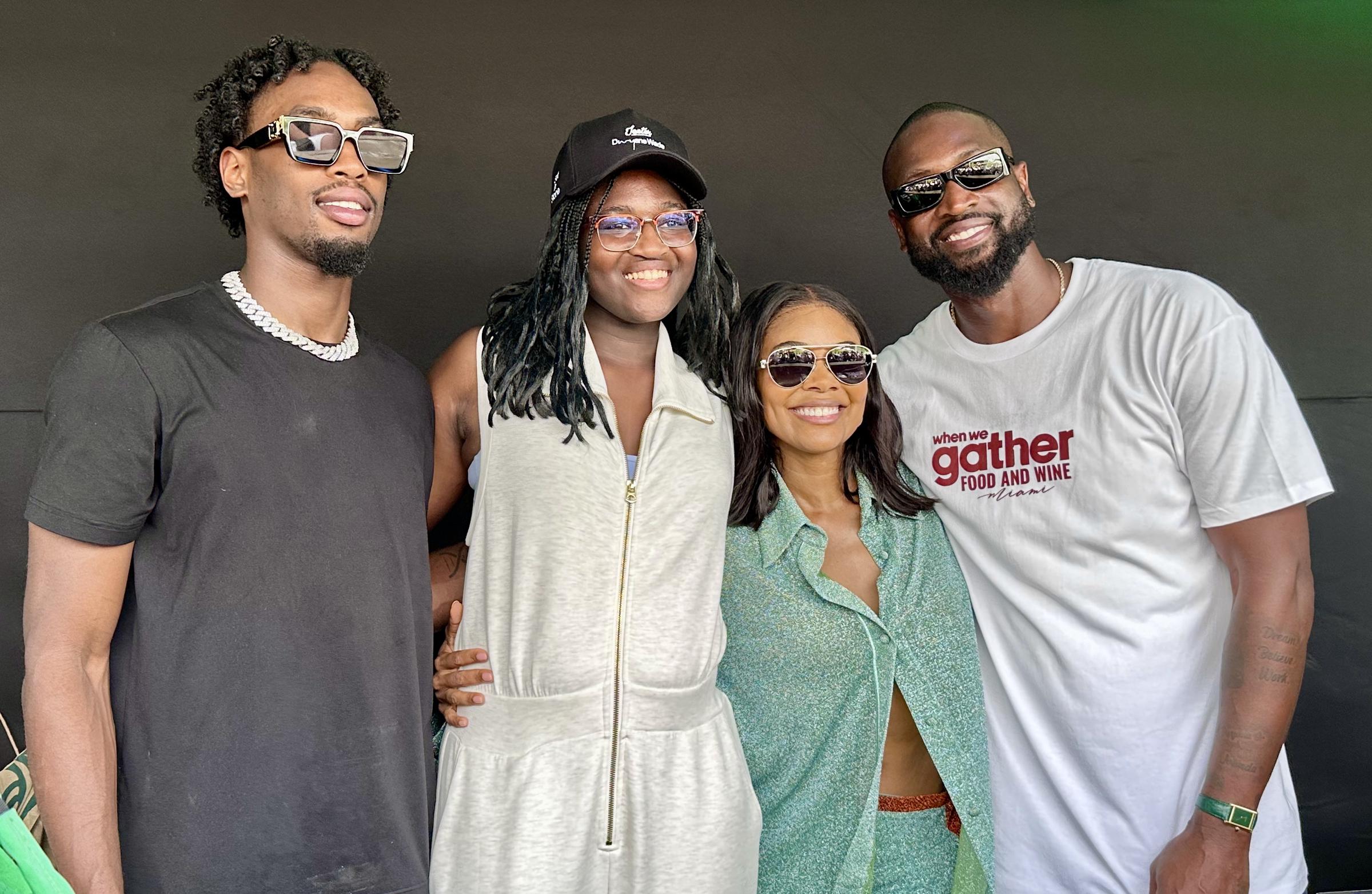 Gabrielle Union, Zaire, Zaya, and Dwyane Wade at the first annual When We Gather Food and Wine Festival in Overtown on October 26, 2024 | Source: Getty Images