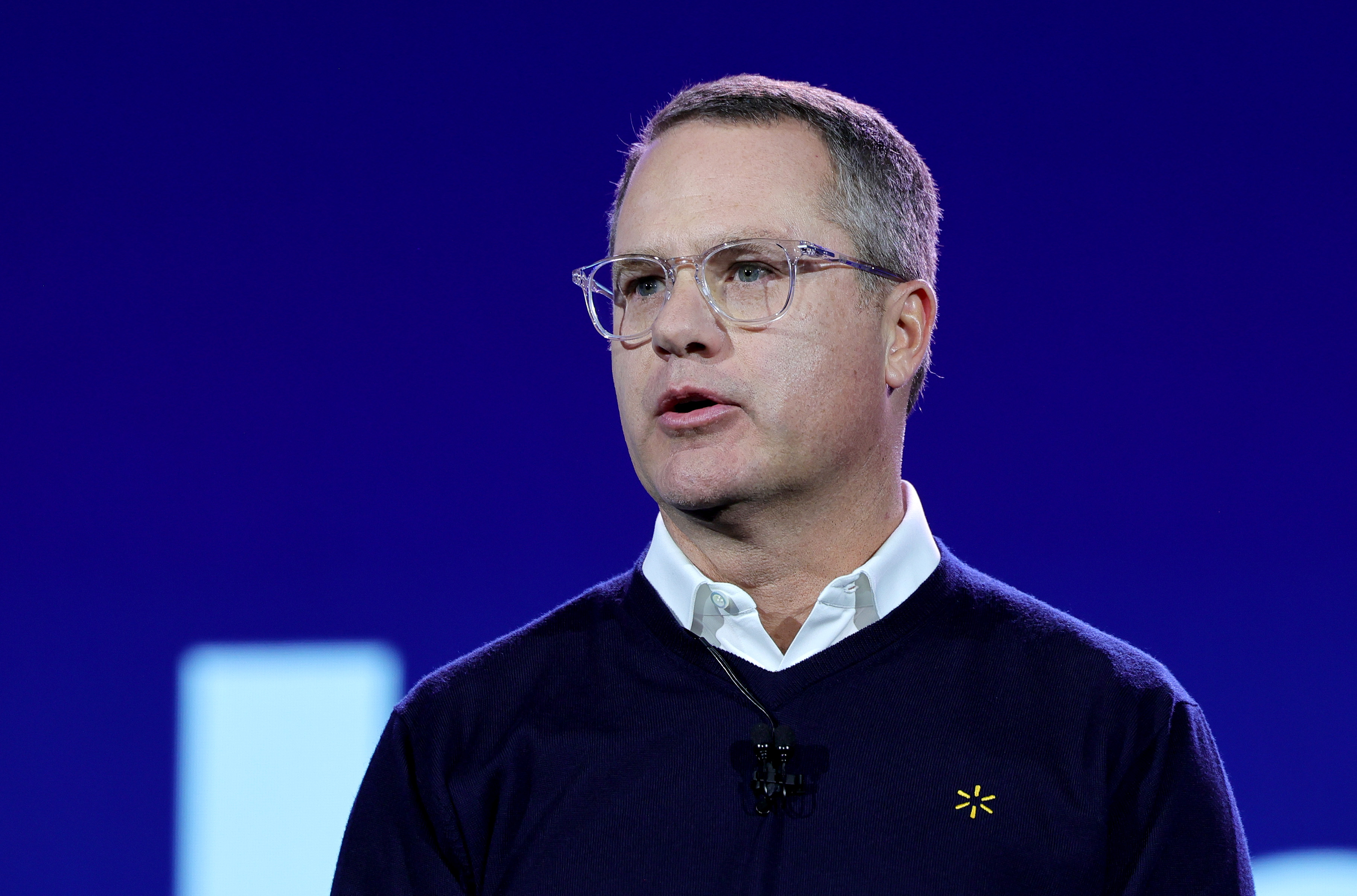 Walmart CEO Doug McMillon delivering a keynote address during the CES 2024 in Las Vegas, Nevada on January 9, 2024. | Source: Getty Images