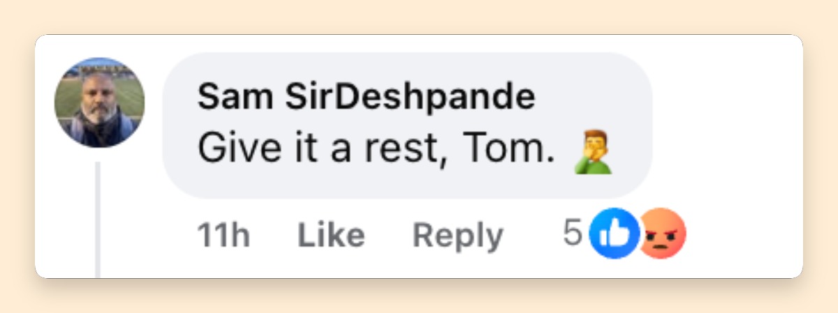 A netizen’s comment on Tom Brady's special Mother's Day tribute to his ex-partners | Source: Facebook/pagesix