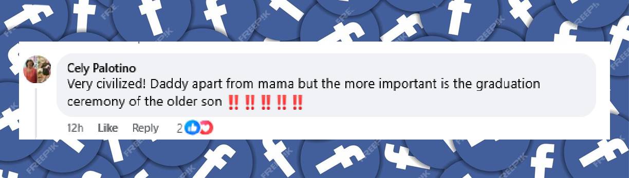 A netizen's reaction to Kevin Costner and ex-wife Christine Baumgartner keeping their distance at son Cayden's graduation, from a post dated June 15, 2025 | Source: Facebook/TMZ