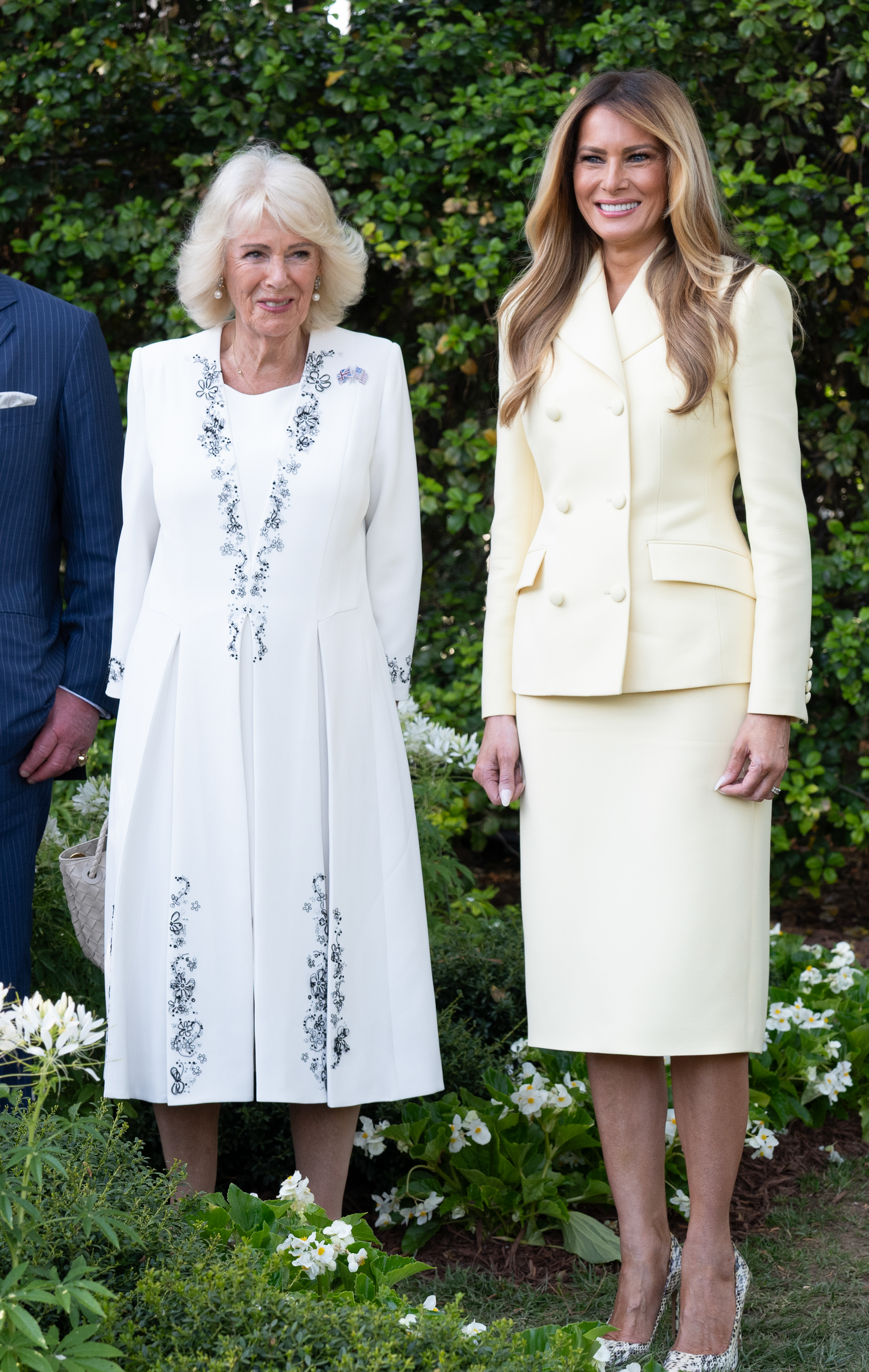 Queen Camilla and Melania Trump pose together during the White House visit on April 27, 2026 | Source: Getty Images