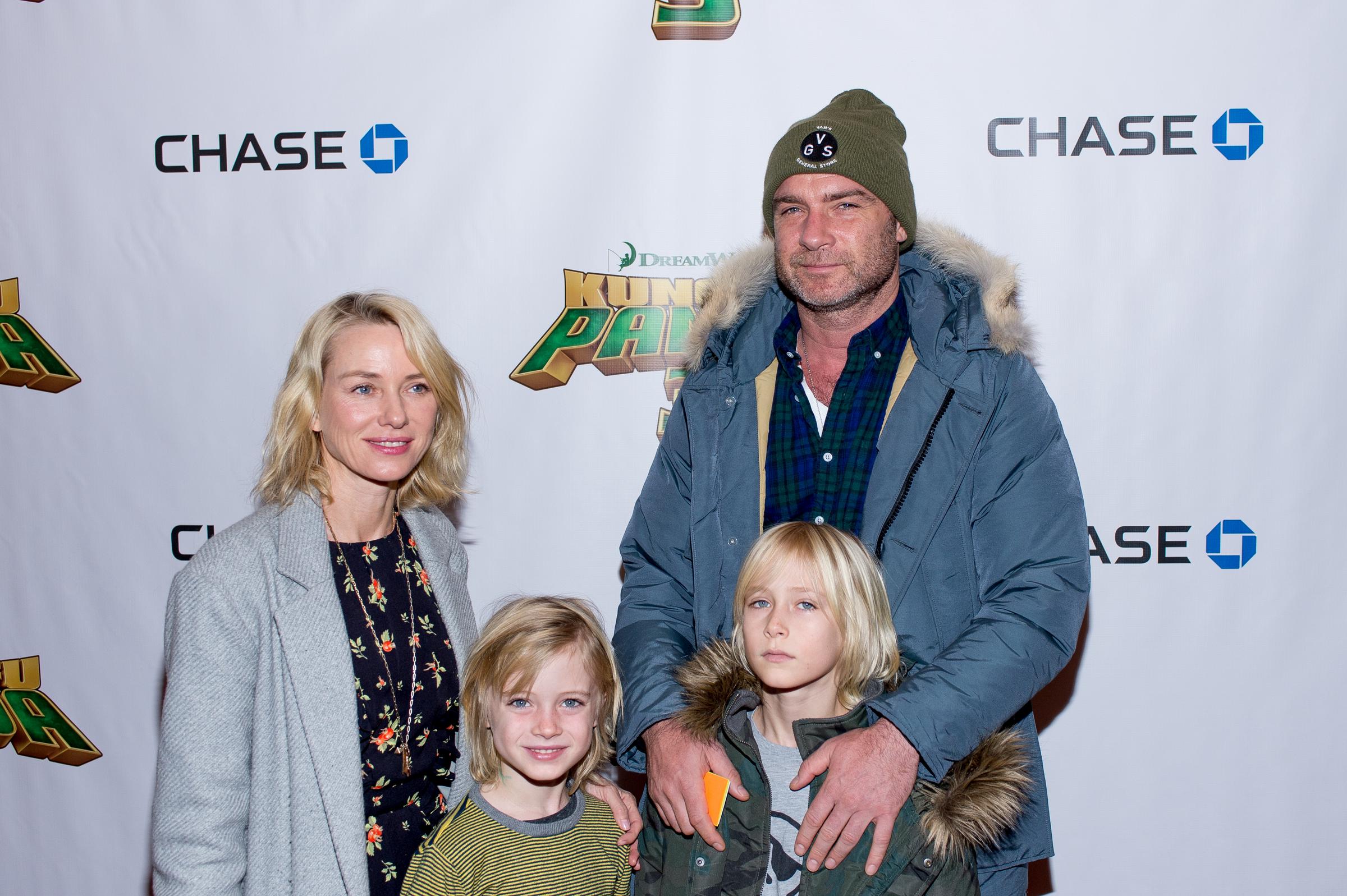 Naomi Watts, Kai, Pete, and Liev Schreiber attend the "Kung Fu Panda 3" New York screening on January 16, 2016 | Source: Getty Images