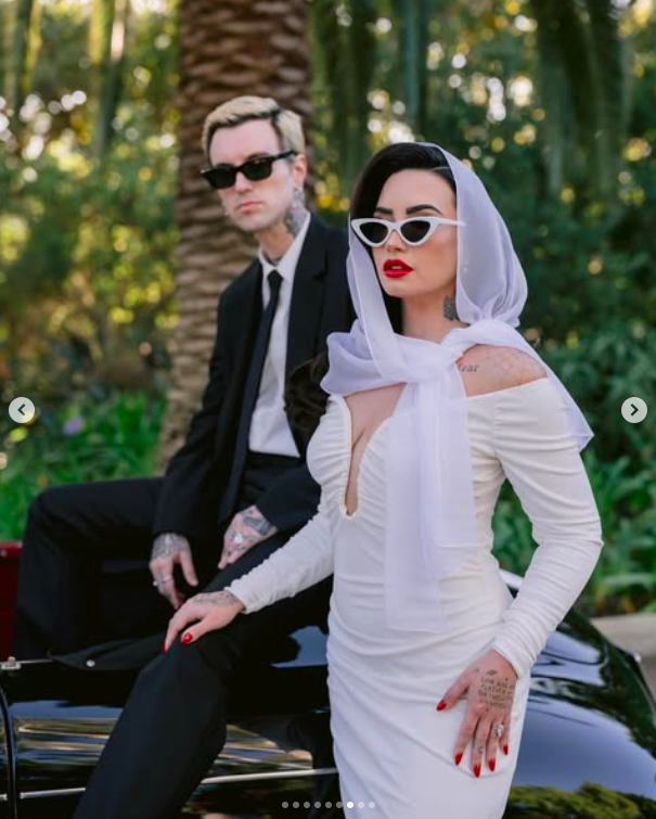 Jordan "Jutes" Lutes and Demi Lovato posing for a photo for Valentine's Day, posted on February 14, 2025. | Source: Instagram/josevilla
