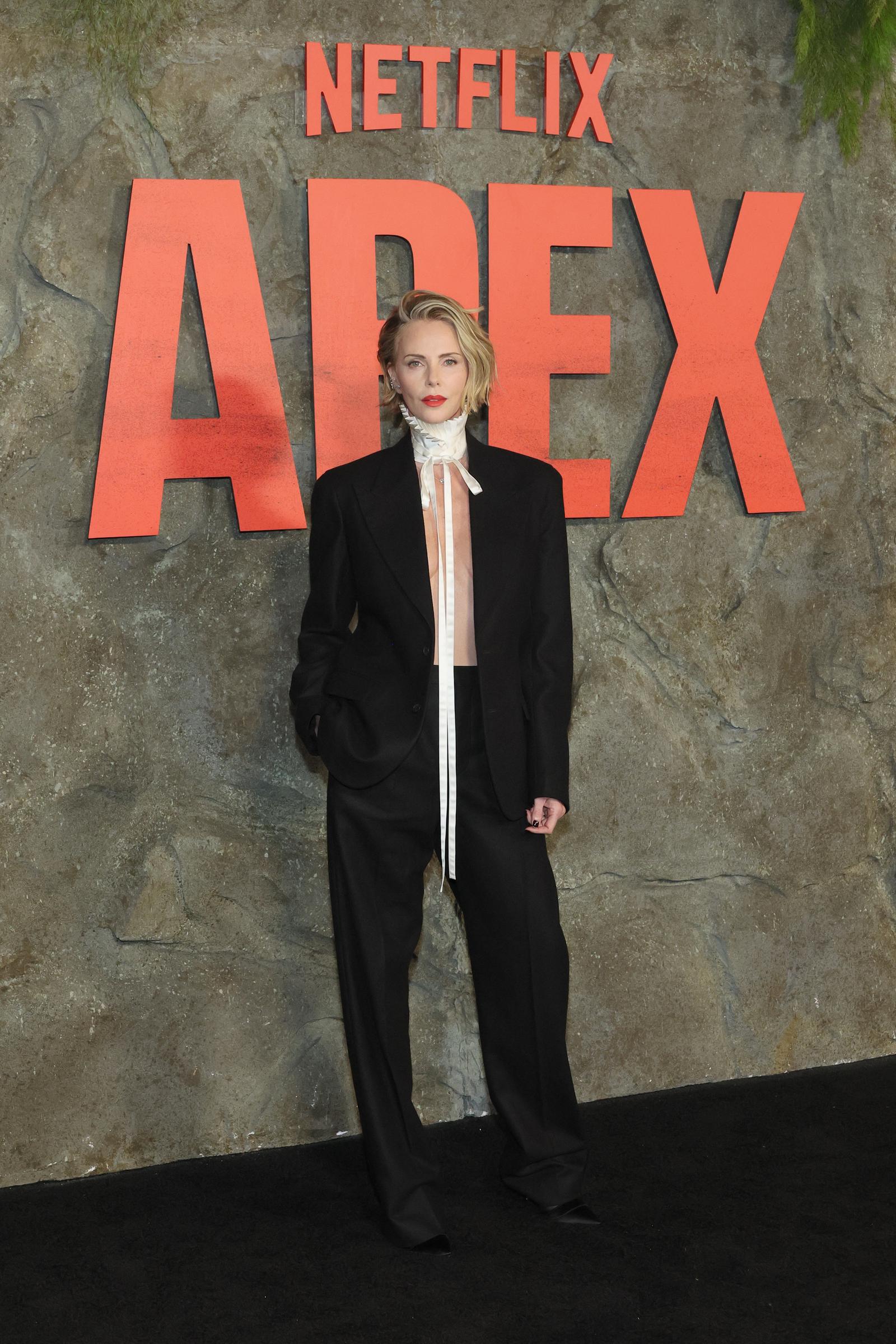 Charlize Theron attends Netflix's "Apex" New York Premiere at The Paris Theater in New York City on April 22, 2026. | Source: Getty Images