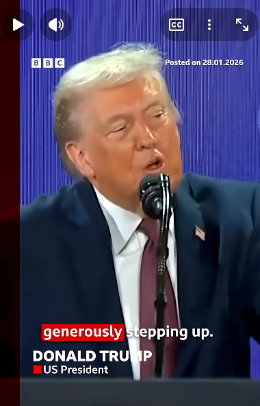 Donald Trump showering Nicki Minaj with praise onstage, posted on January 28, 2026. | Source: YouTube/BBCNews