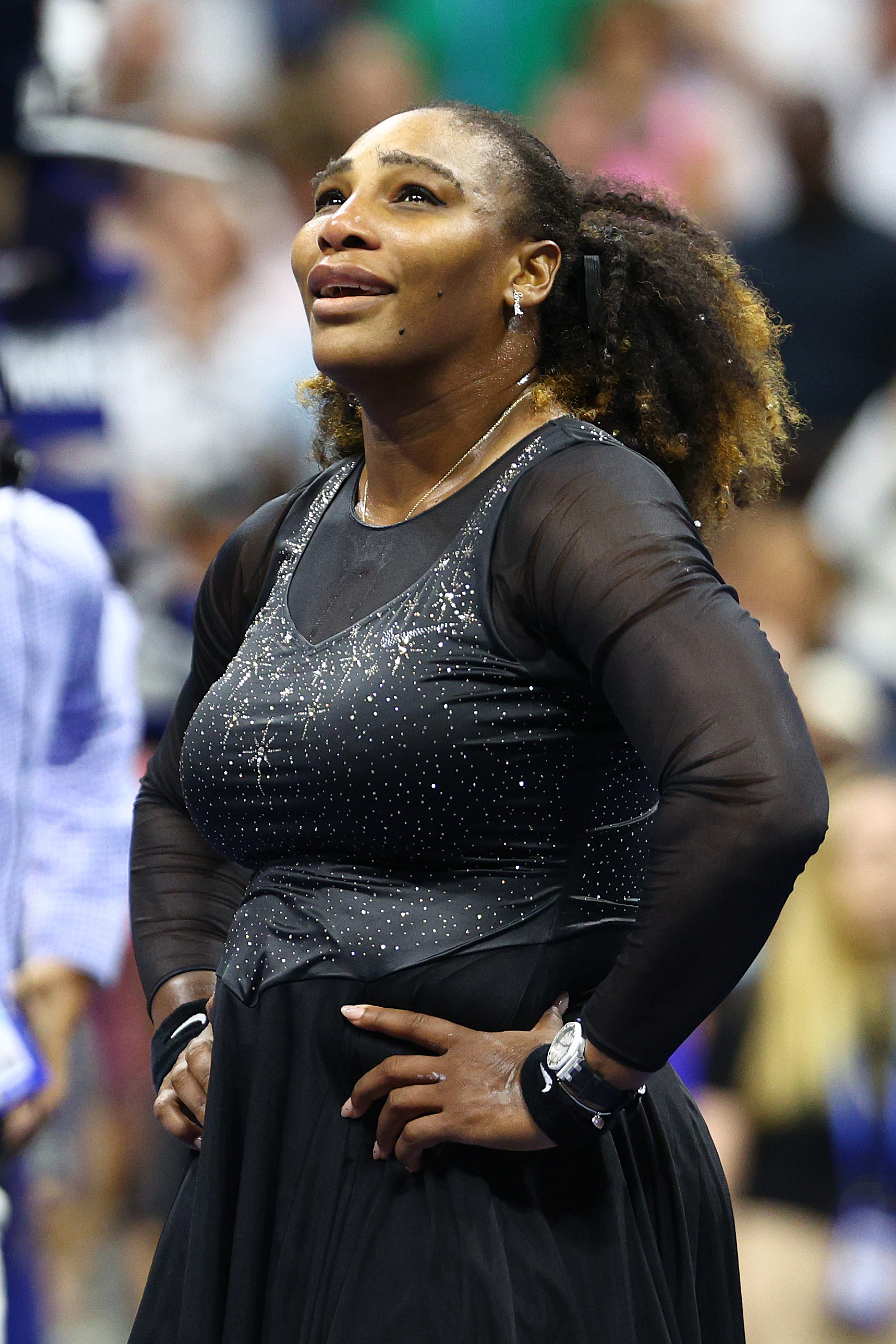 In a sight rarely seen, Serena Williams stands with both hands on her waist, looking dismayed after her defeat to Ajla Tomljanovic. The match took place during the Women’s Singles third round on Day Five of the US Open at the USTA Billie Jean King National Tennis Center in Queens, New York City.