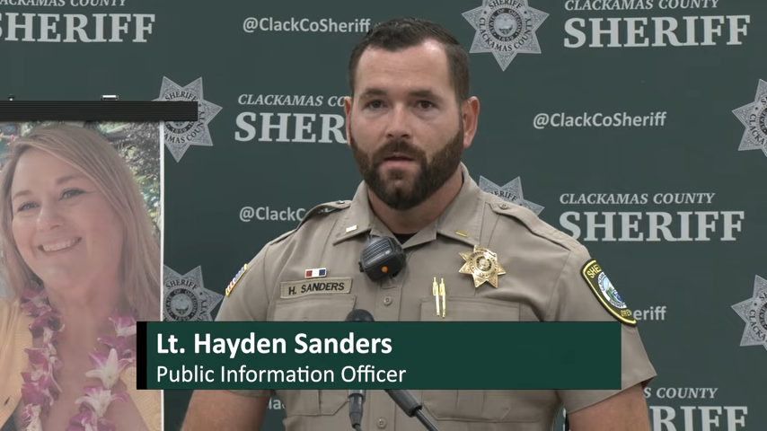 Lt. Hayden Sanders, public information officer for the Clackamas County Sheriff's Office, speaks during a news conference on the Happy Valley homicide investigation. | Source: YouTube/@ClackCoSheriff