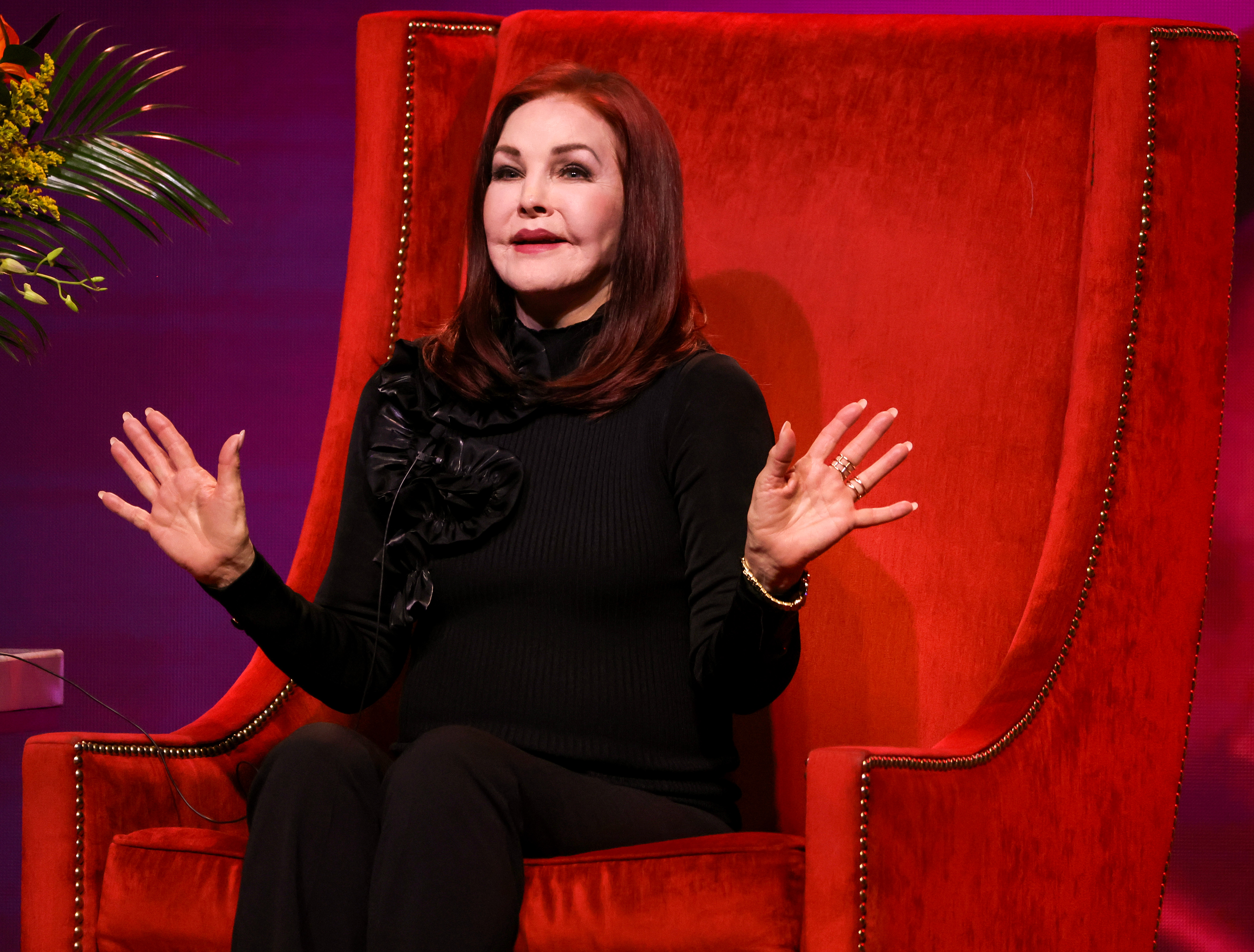 Priscilla Presley speaks during "An Evening with Priscilla Presley" at the South Point Hotel, Casino & Spa on November 15, 2024, in Las Vegas, Nevada | Source: Getty Images