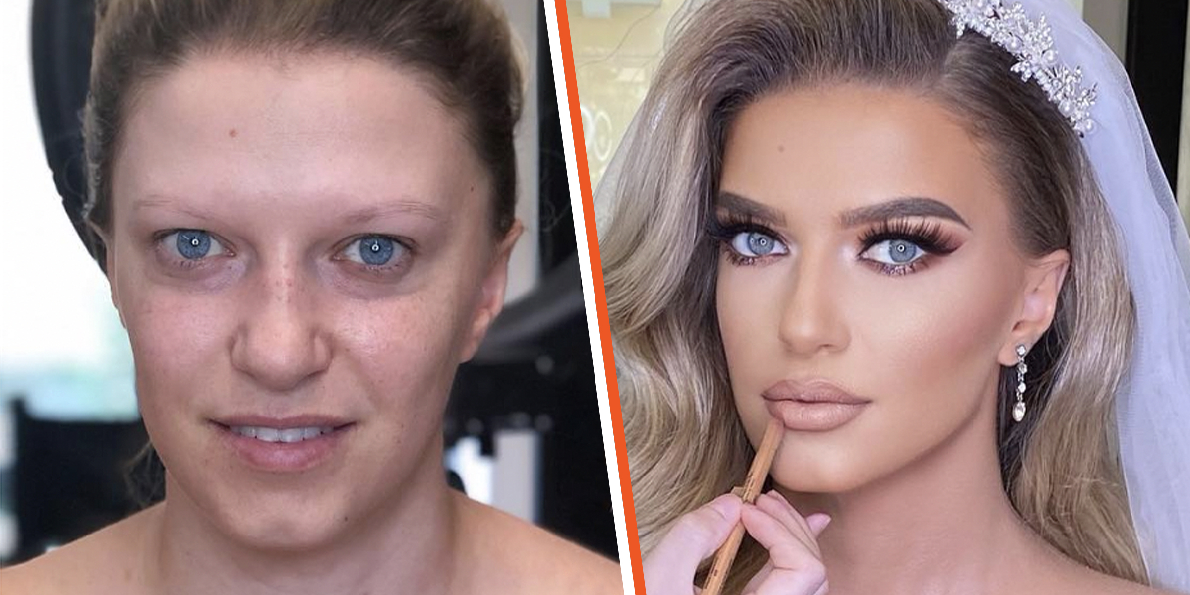 The bride in before and after pics | Source: Instagram.com/arber_bytyqi_mua