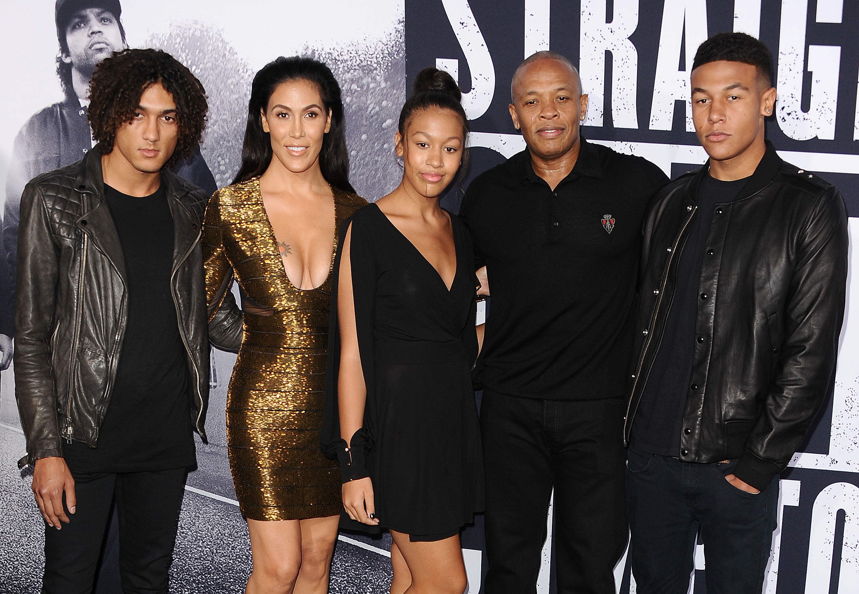 Tyler, Nicole, Truly, Dr. Dre, and Truice attend the premiere of "Straight Outta Compton" on August 10, 2015 | Source: Getty Images