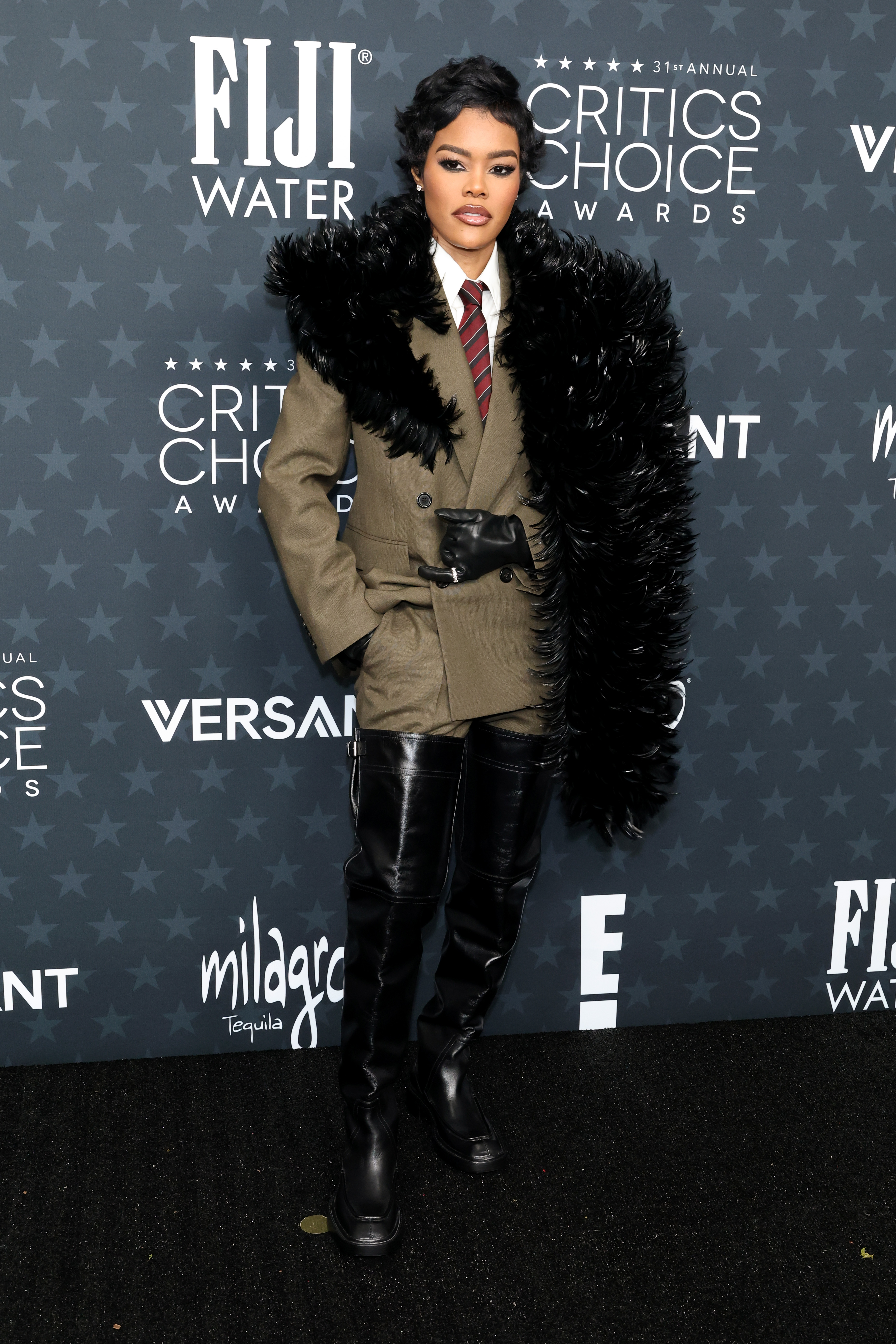 Teyana Taylor makes a bold statement in fur and leather at this year's Critics Choice Awards | Source: Getty Images