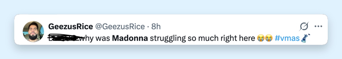 One viewer zeroed in on Madonna’s movement during the performance, asking why she appeared to be “struggling so much” in that moment. | Source: X