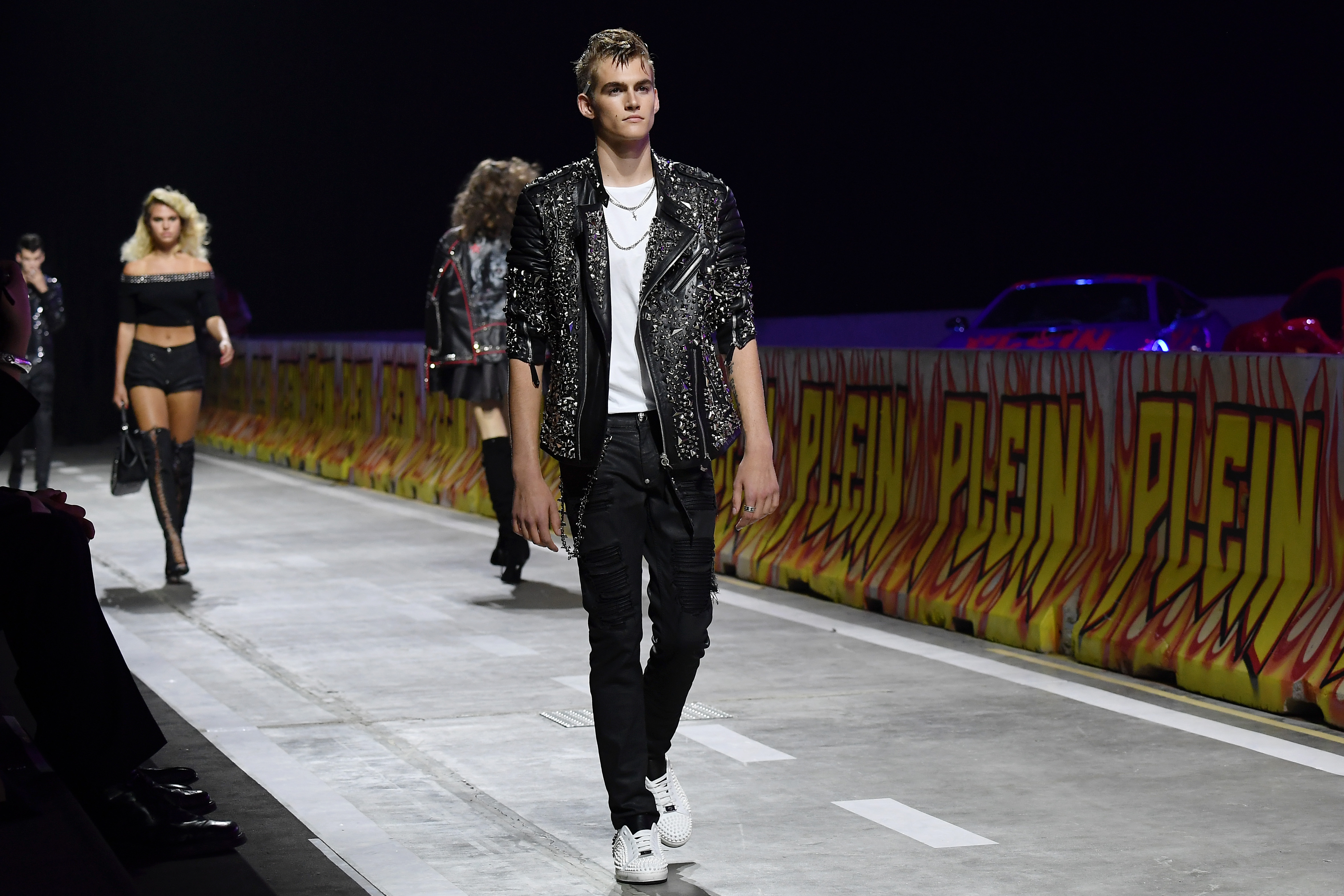 Presley Gerber walks the runway during the Philipp Plein show at Milan Men's Fashion Week Spring/Summer on June 17, 2017, marking one of the early moments in his modeling career. | Source: Getty Images