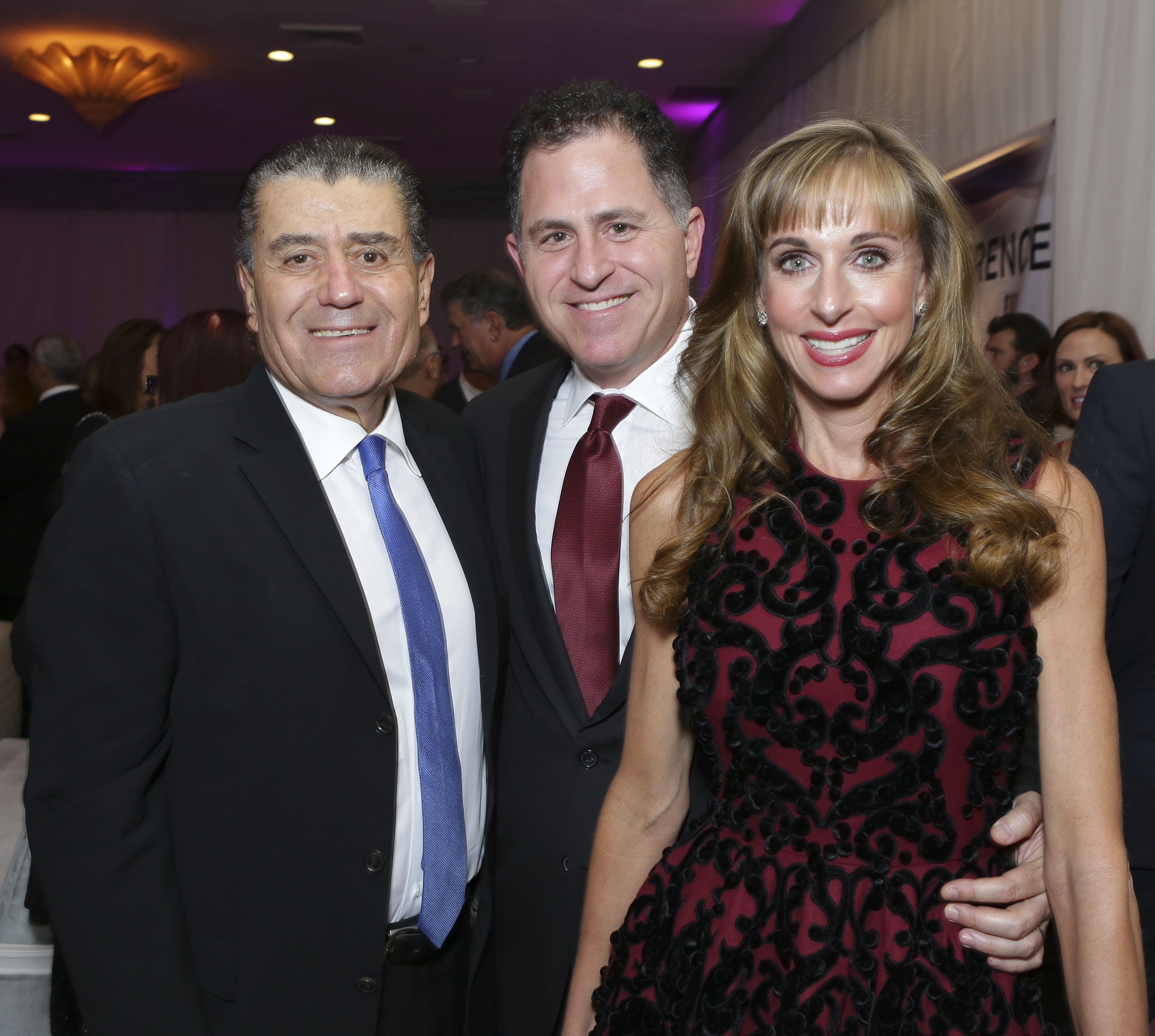 Susan Dell, Michael Dell and gala co-chair Haim Saban attend the Friends of the Israel Defense Forces Western Region Gala at The Beverly Hilton Hotel in Beverly Hills, California. Susan posed alongside her husband and Saban at the formal event.