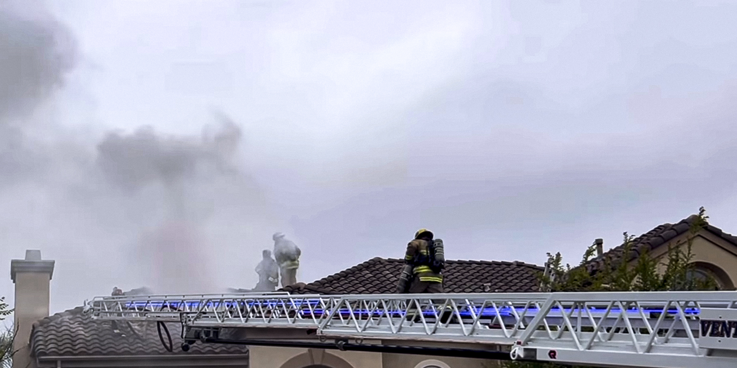 Firefighters at work on a damaged property. | Source: Instagram/venturacountyfire