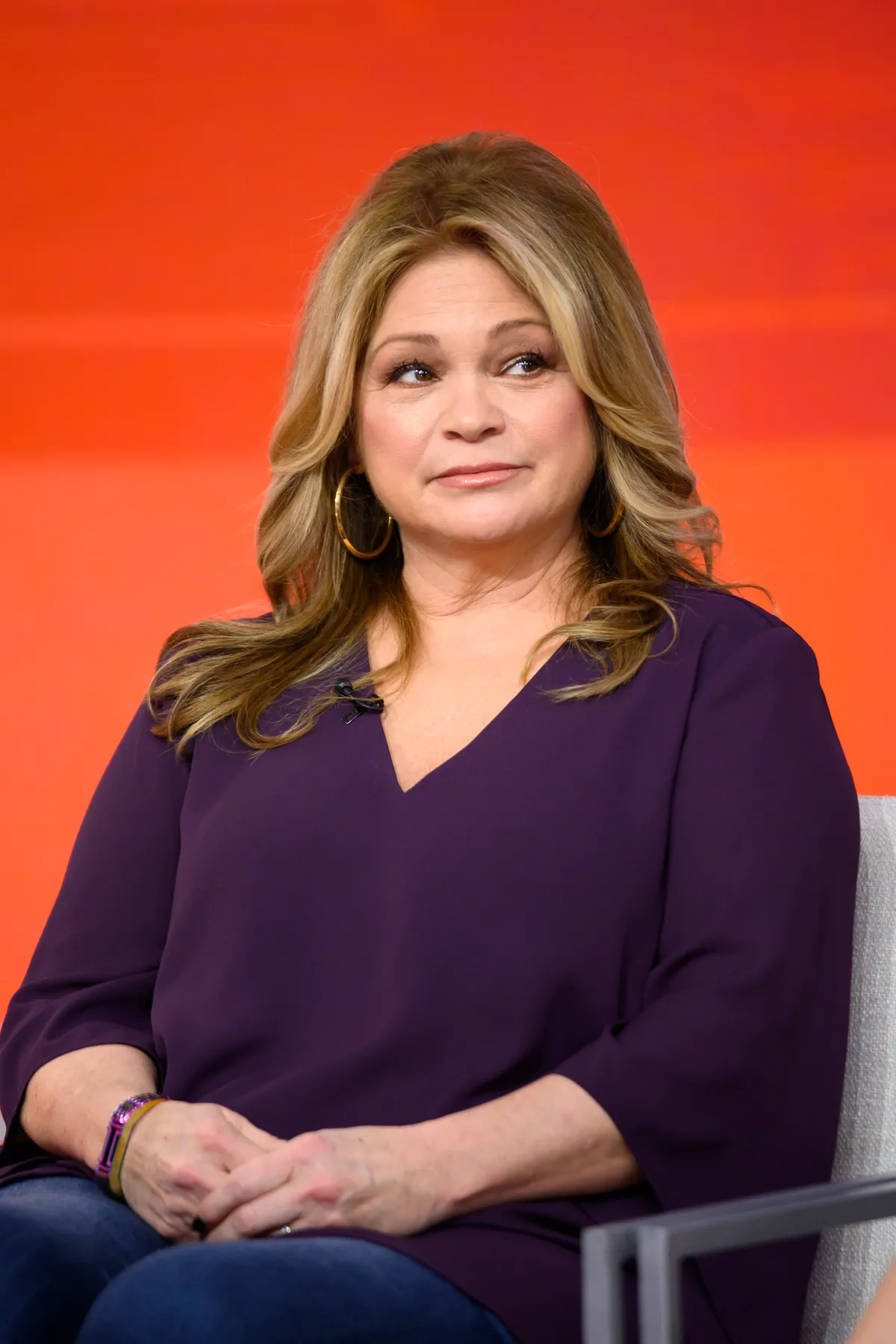 Valerie Bertinelli appears on "Today," looking radiant with her blonde hair parted in the middle. The sleek strands rest gently on her shoulders, continuing her elegant blonde trend.