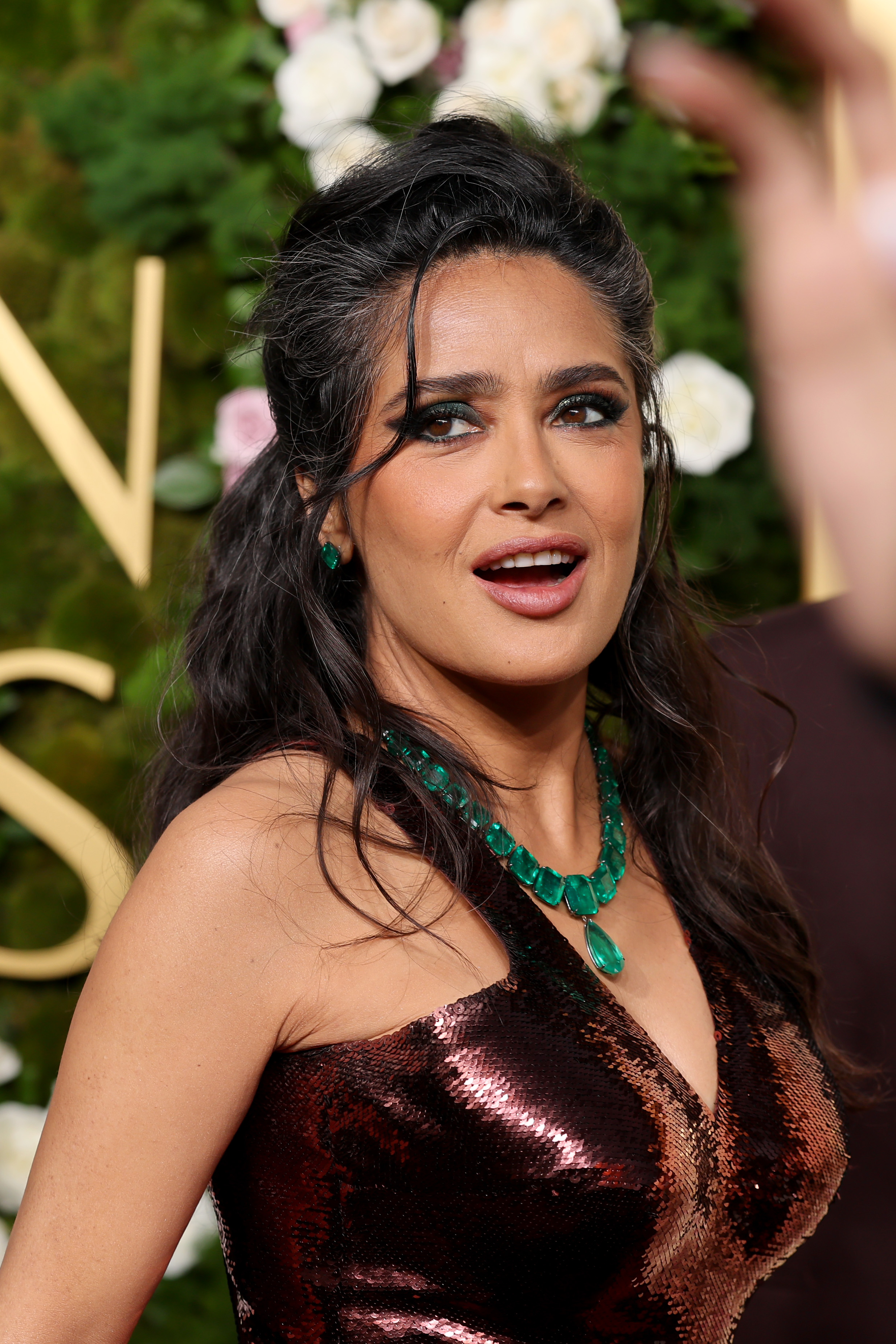 Salma Hayek at the 82nd Annual Golden Globe Awards in Beverly Hills, California on January 5, 2025. | Source: Getty Images