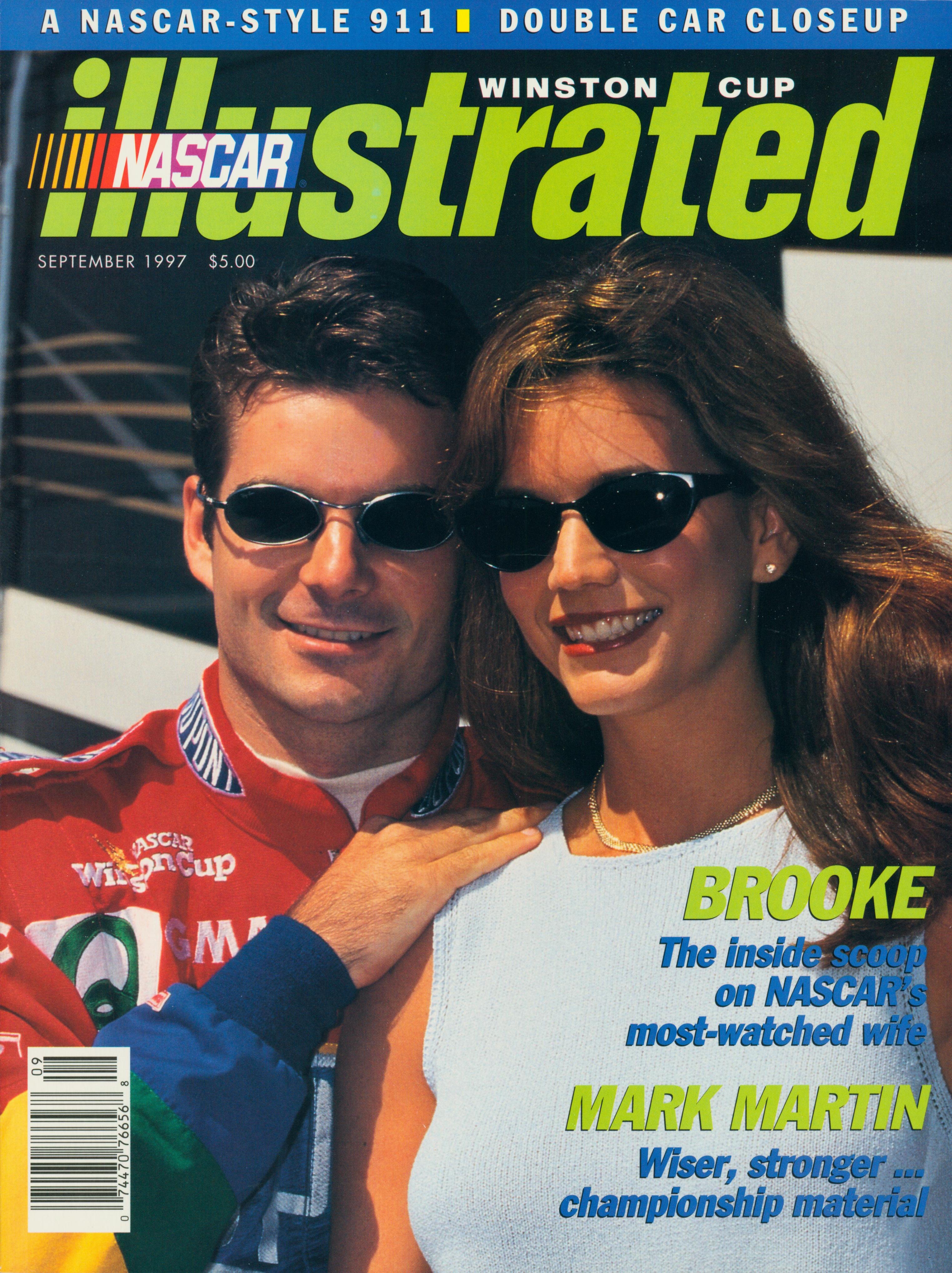 Jeff Gordon and Brooke Sealey appeared together on the cover of NASCAR Winston Cup Illustrated dated September 1, 1997. Wearing sunglasses as they posed closely for the shot, the then-couple were several years into a marriage that began after they initially kept their romance hidden because of NASCAR's unwritten dating rule.