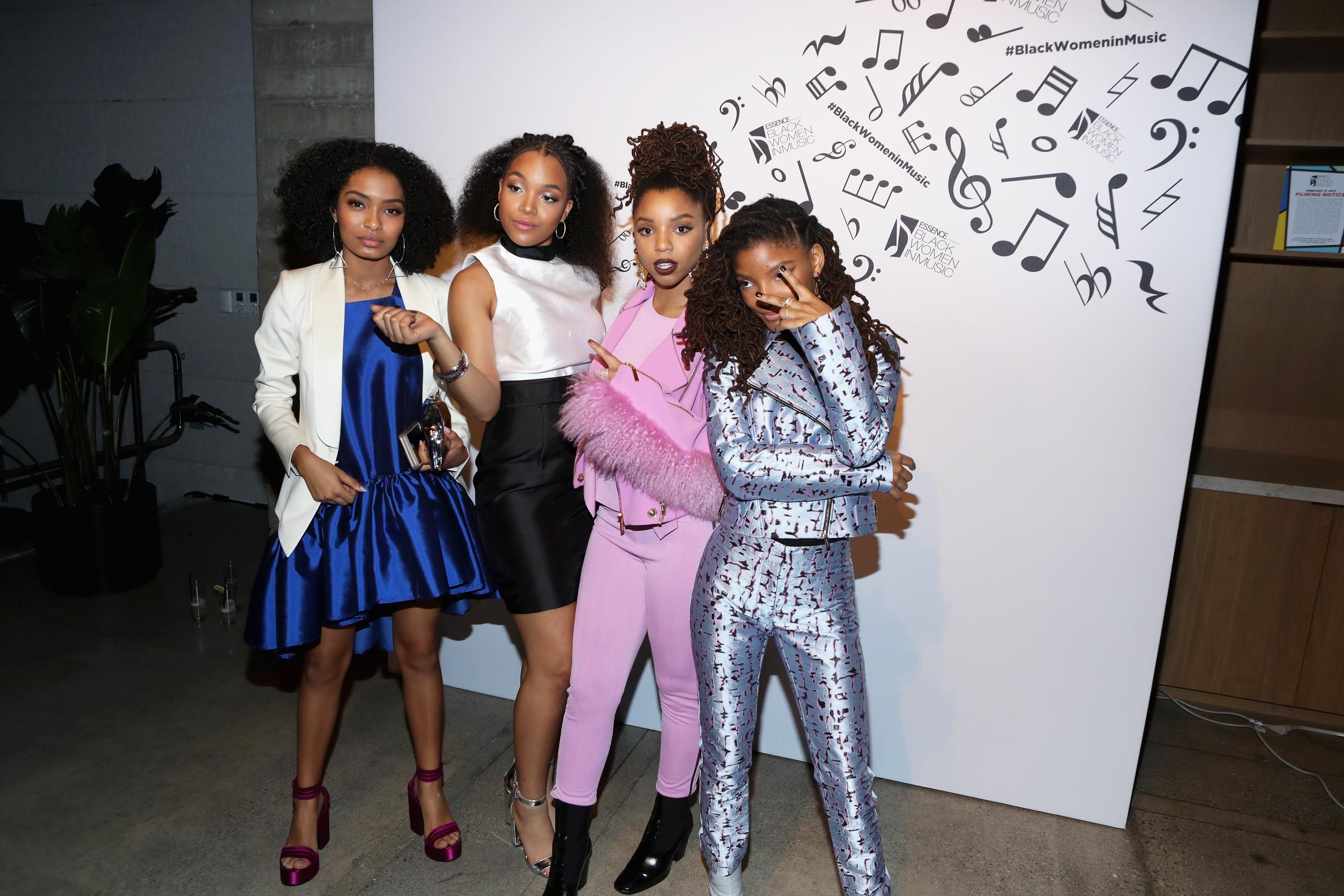Yara Shahidi, Ashley Jackson, and Chloe and Halle Bailey at the Essence Black Women in Music event in Los Angeles, California on February 9, 2017. | Source: Getty Images