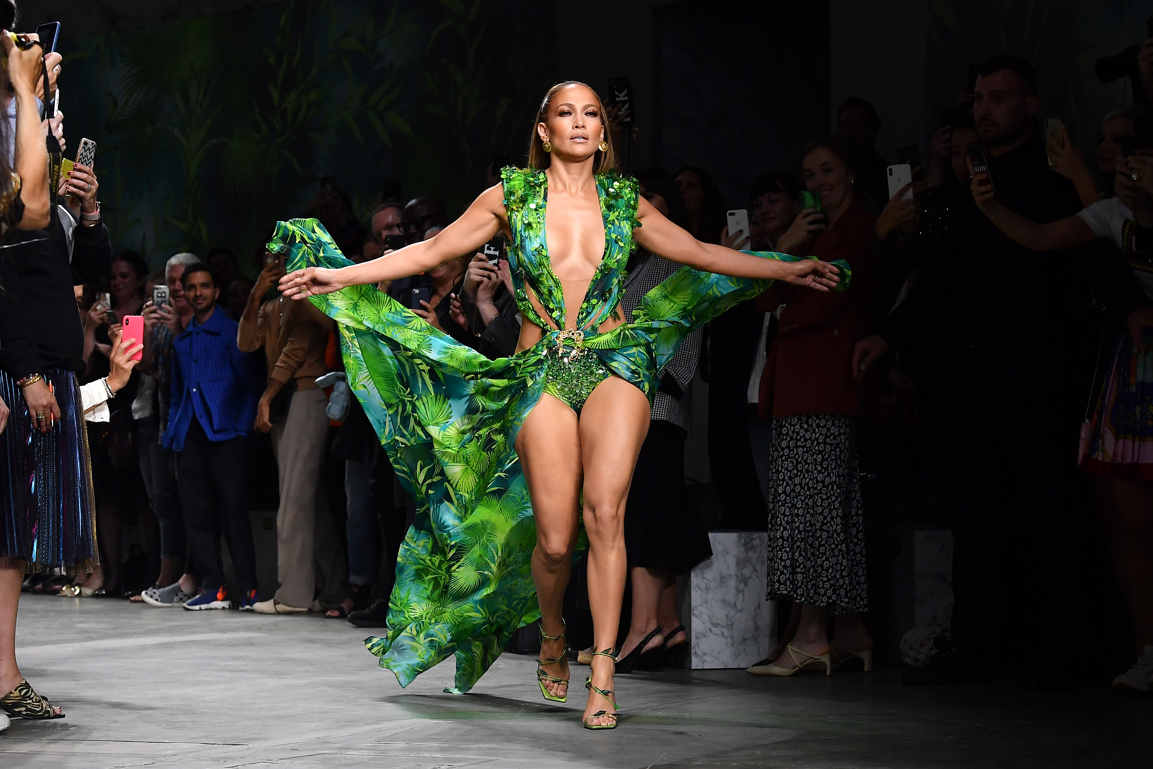 Lopez has surprised a Milan audience before. In 2019, she returned to the Versace runway nearly 20 years after the green dress that became one of the defining fashion images of her career. | Source: Getty Images