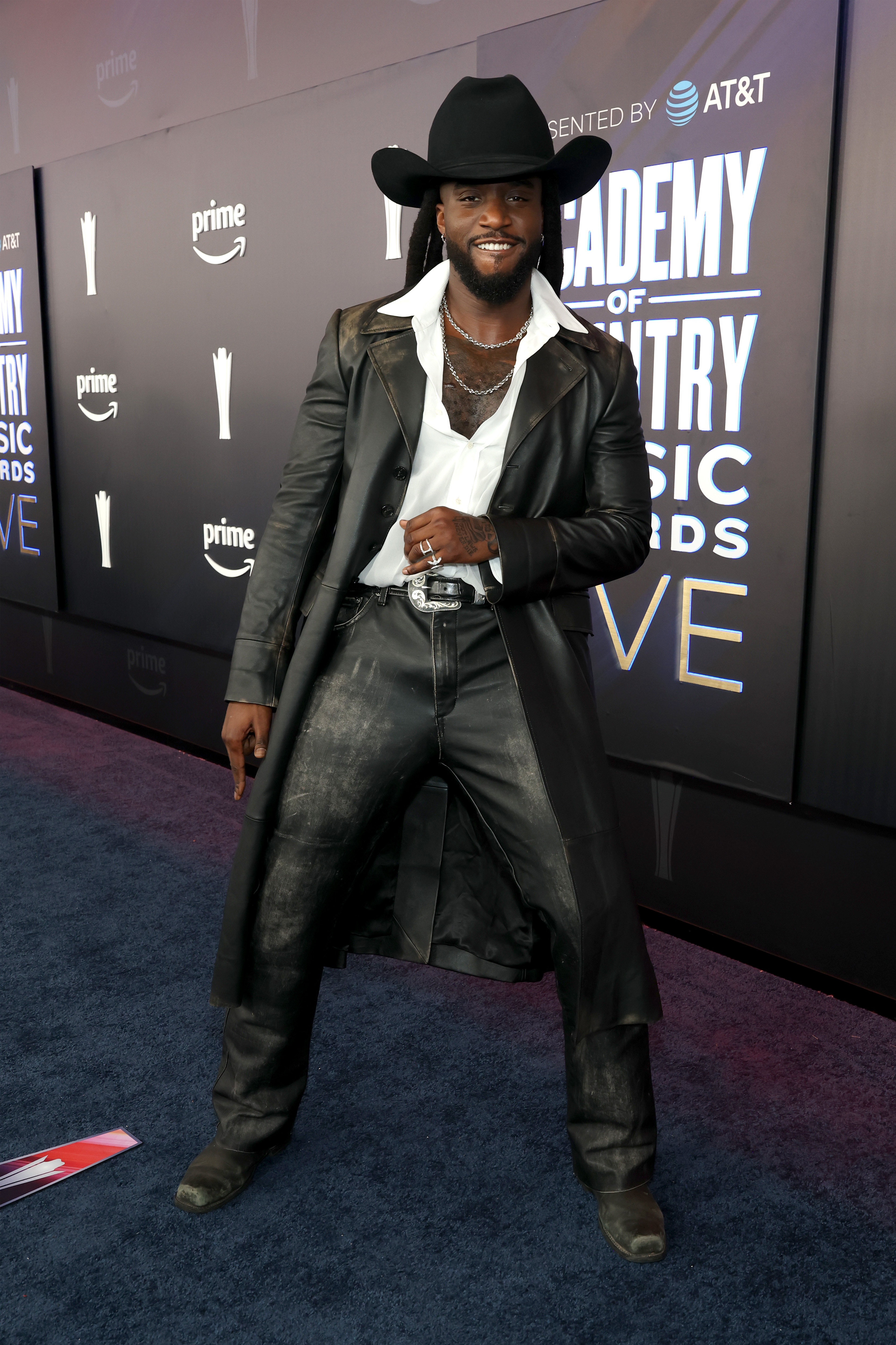Shaboozey poses during arrivals for the Academy of Country Music Awards in Las Vegas on May 17, 2026 | Source: Getty Images