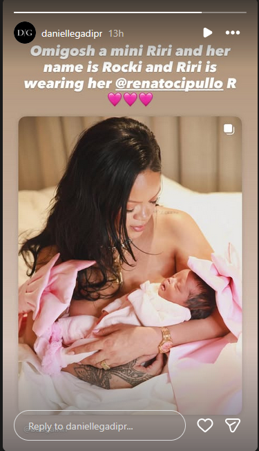 Danielle Greenblatt gushes over the necklace Rihanna wore from a post shared on her Instagram Story on September 25, 2025. | Source: Instagram/daniellegadipr
