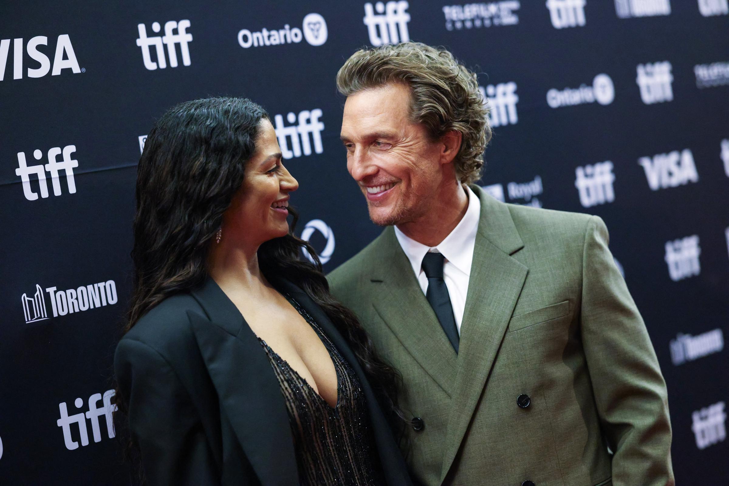 Camila Alves and Matthew McConaughey attend the premiere of "The Lost Bus" at the Toronto International Film Festival on September 5, 2025. Online reactions to the couple's later Vatican appearance ranged from criticism of the greeting to praise for the encounter. | Source: Getty Images