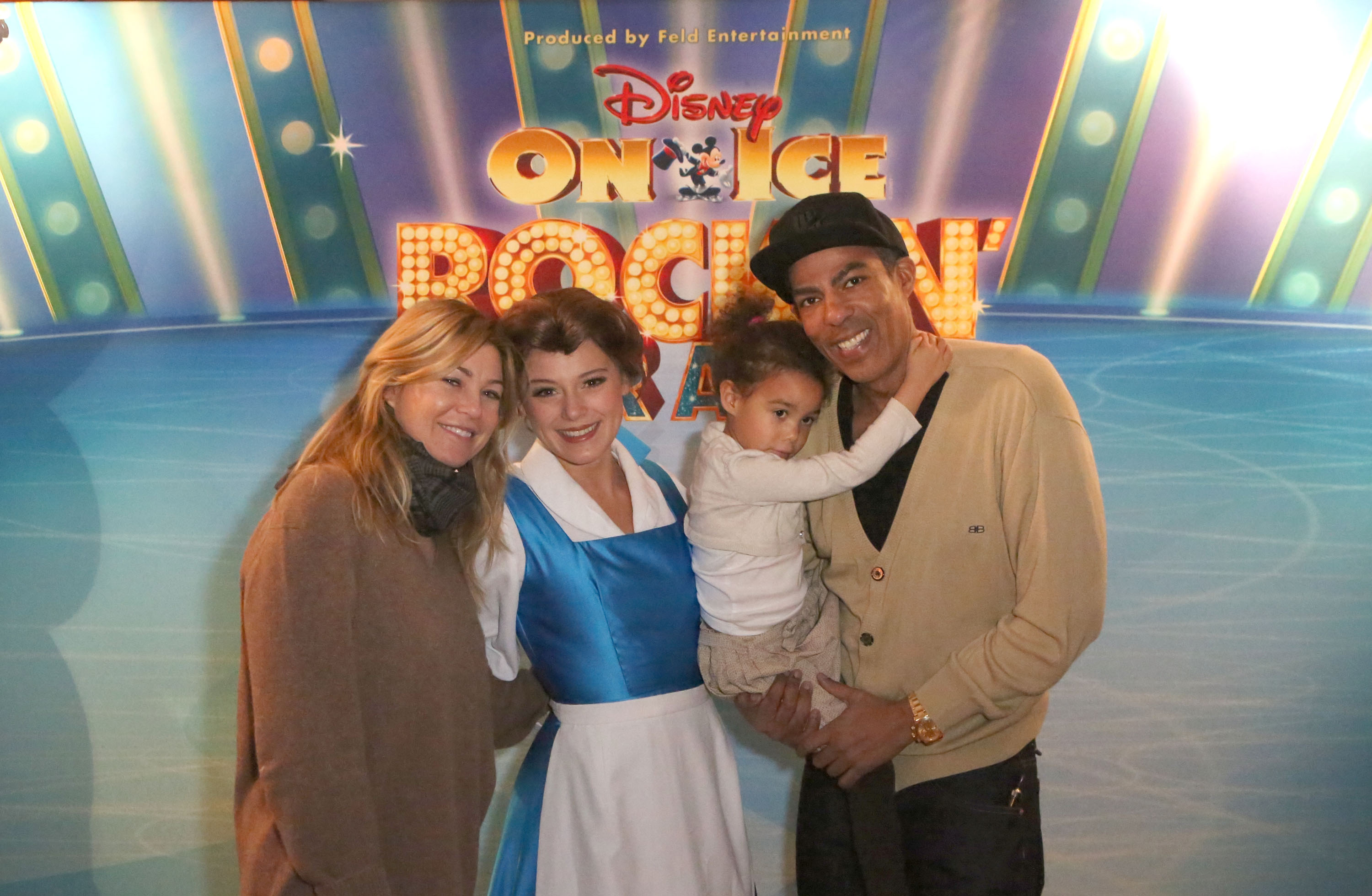 Ellen Pompeo, an unidentified woman, Stella, and Chris Ivery attend Disney On Ice Presents "Rockin' Ever After" on December 14, 2013, in Los Angeles, California. | Source: Getty Images