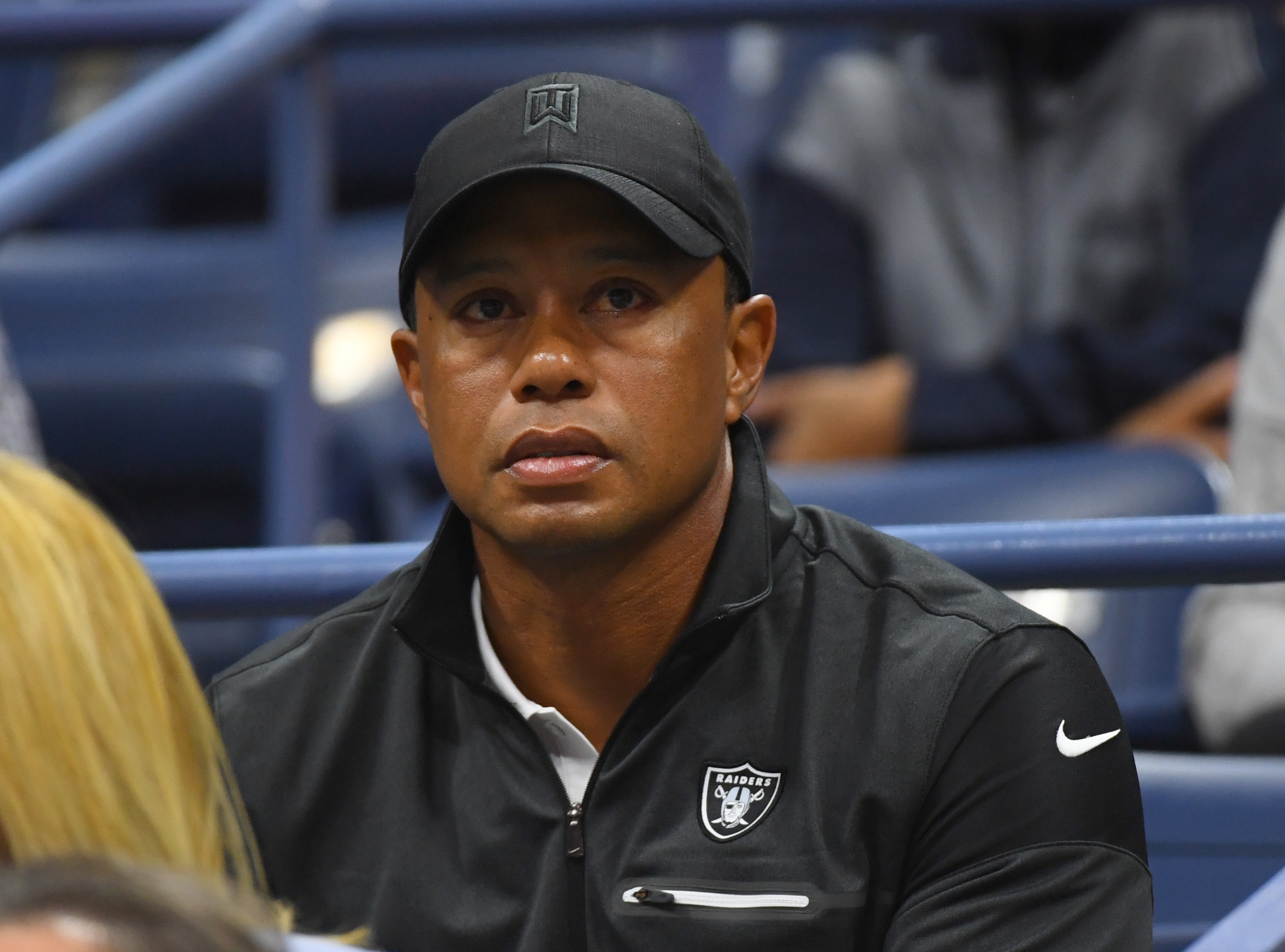 Tiger Woods observing the Men's semifinal singles match in New York on September 8, 2017. | Source: Getty Images