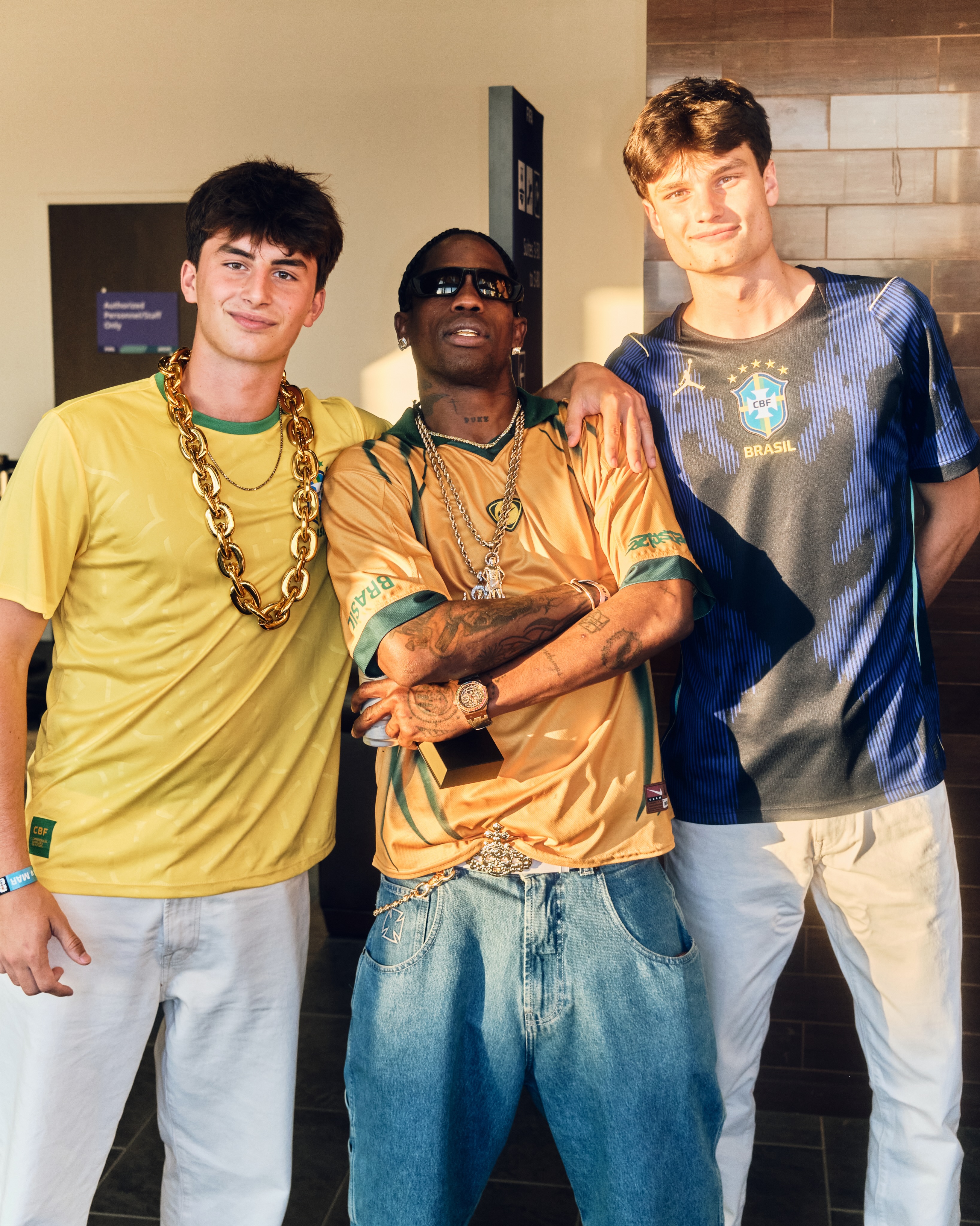Benjamin and Jack joined Travis Scott during the Brady family's Brazil-themed World Cup outing. Fans later said both sons had clearly inherited their father's strong features and distinctive jawline. | Source: Instagram/tombrady