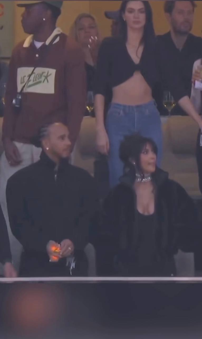 Kim Kardashian, Lewis Hamilton and Kendall Jenner watch the Apple Music Super Bowl LX Halftime Show from the stands at Levi's Stadium on February 8, 2026, in Santa Clara, California | Source: Instagram/nfl