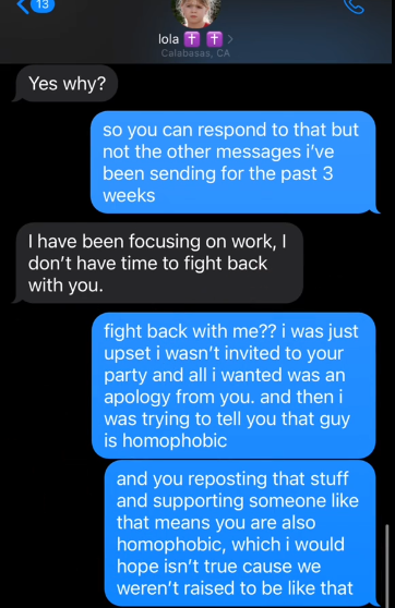 Sami Sheen's private messages with Lola Sheen, from a video posted on June 18, 2025 | Source: TikTok/samisheen