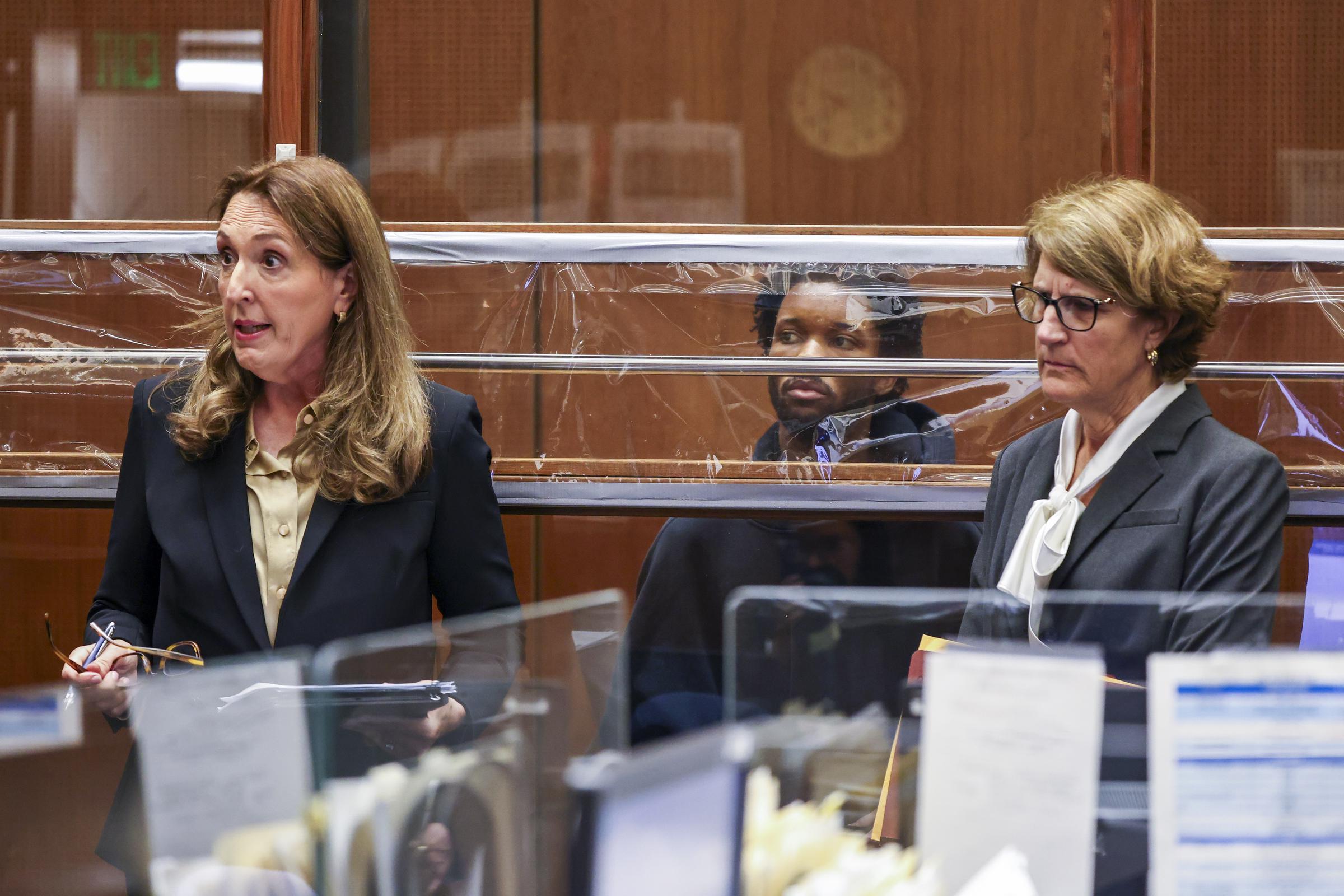 Defense attorneys speak during the arraignment of d4vd at Clara Shortridge Foltz Criminal Justice Center on April 20, 2026 | Source: Getty Images